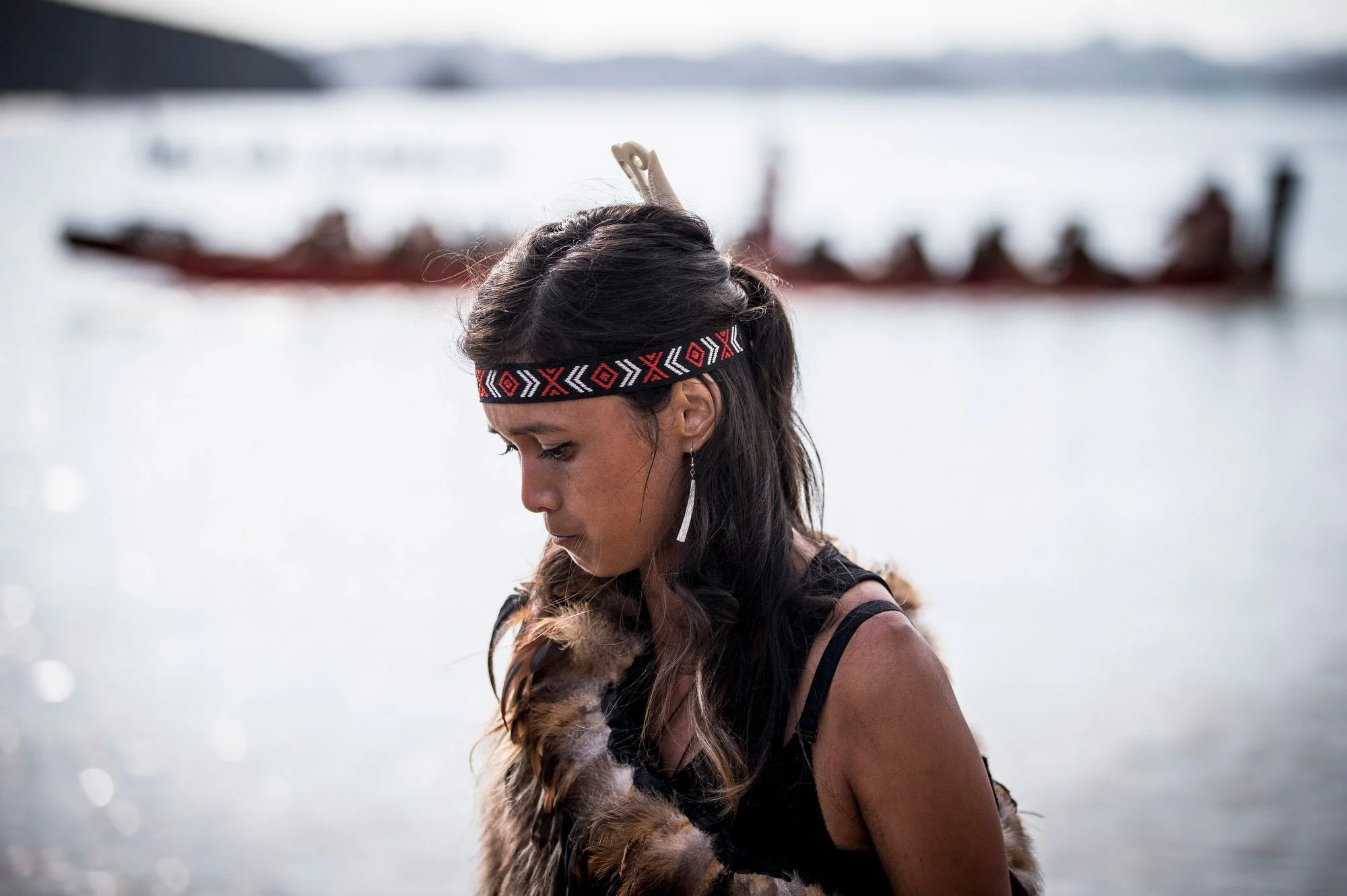 Waka are welcomed to Te Ti Bay, Waitangi.
Photograph by Michael Craig