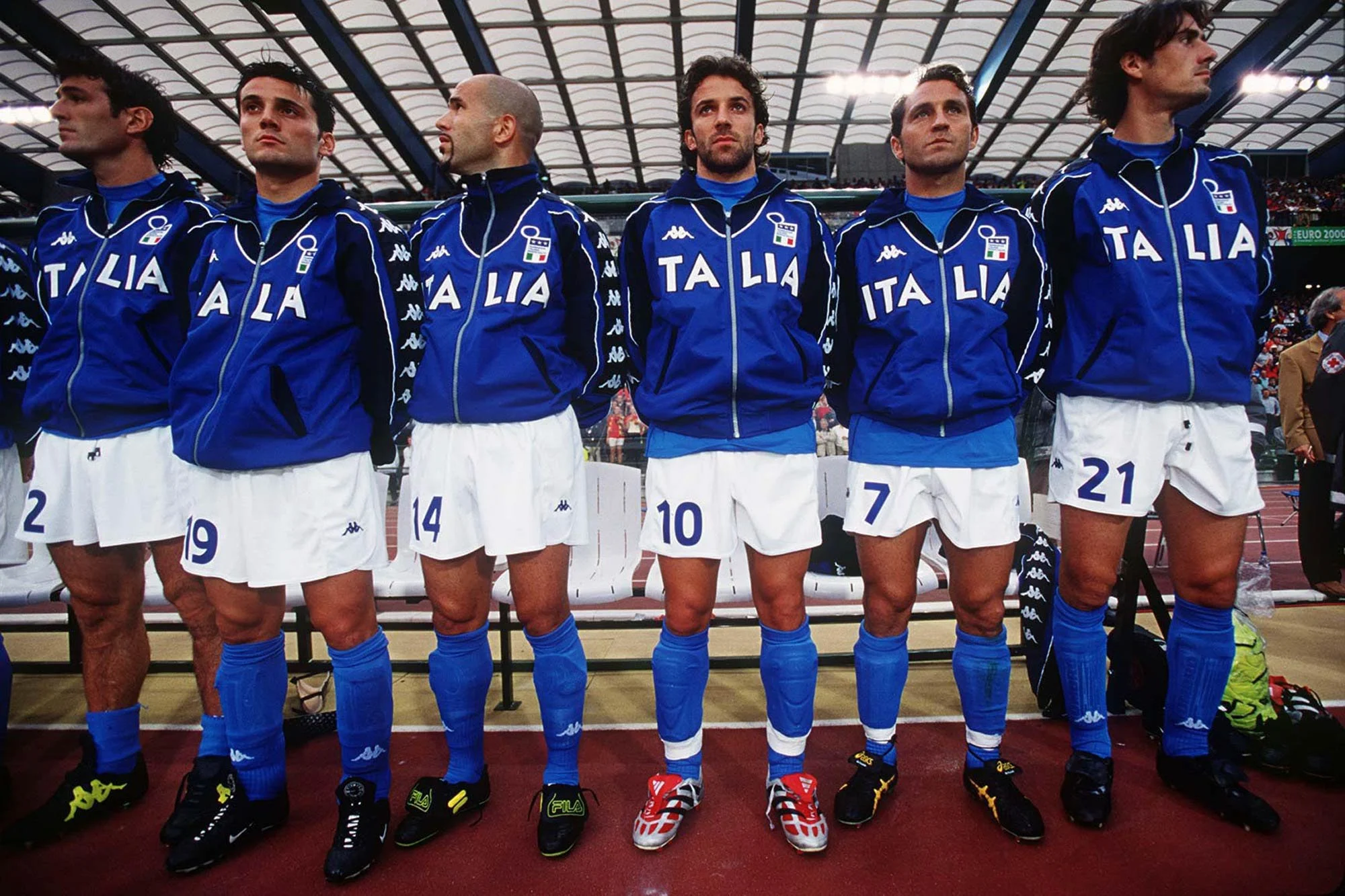 Euro 2000 - Brussels. Belgium v Italy.
Alessandro Del Piero (No. 10) started the match on the substitutes' bench.