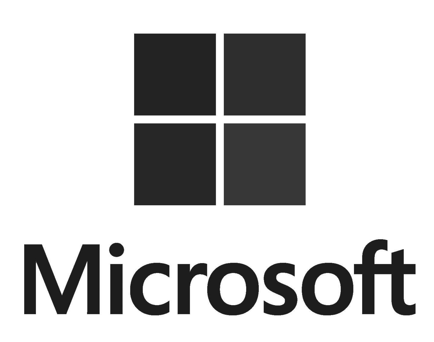 Microsoft logo featuring four black squares arranged in a 2x2 grid with the word 'Microsoft' beneath.