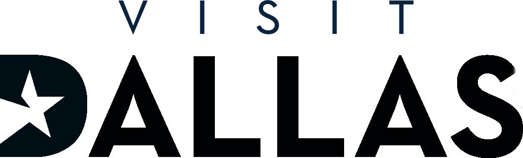 Graphic with the words 'Visit Dallas' and a stylized star.