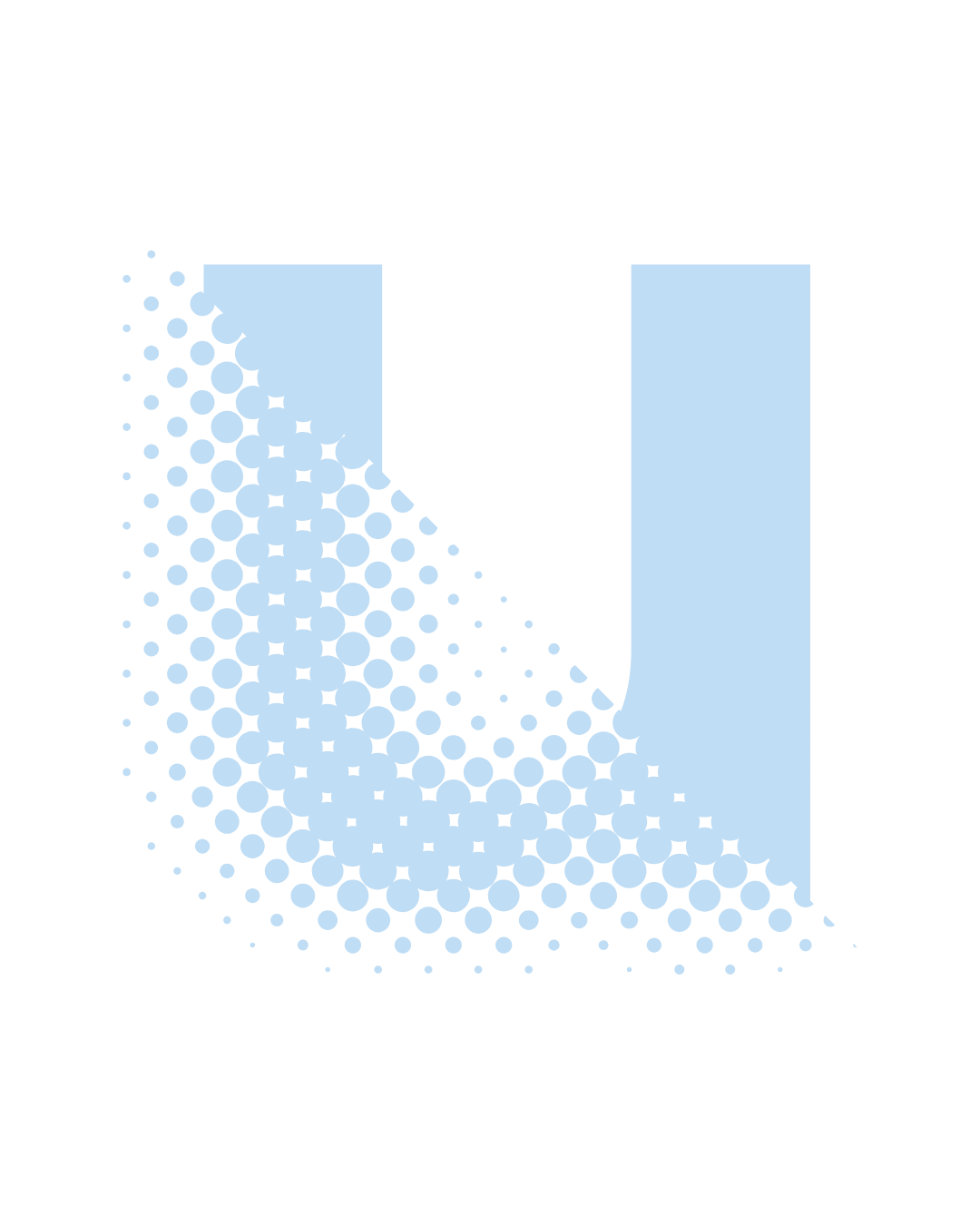 Geometric drawing of an outline square with sections divided by vertical, horizontal, and half circle lines.
