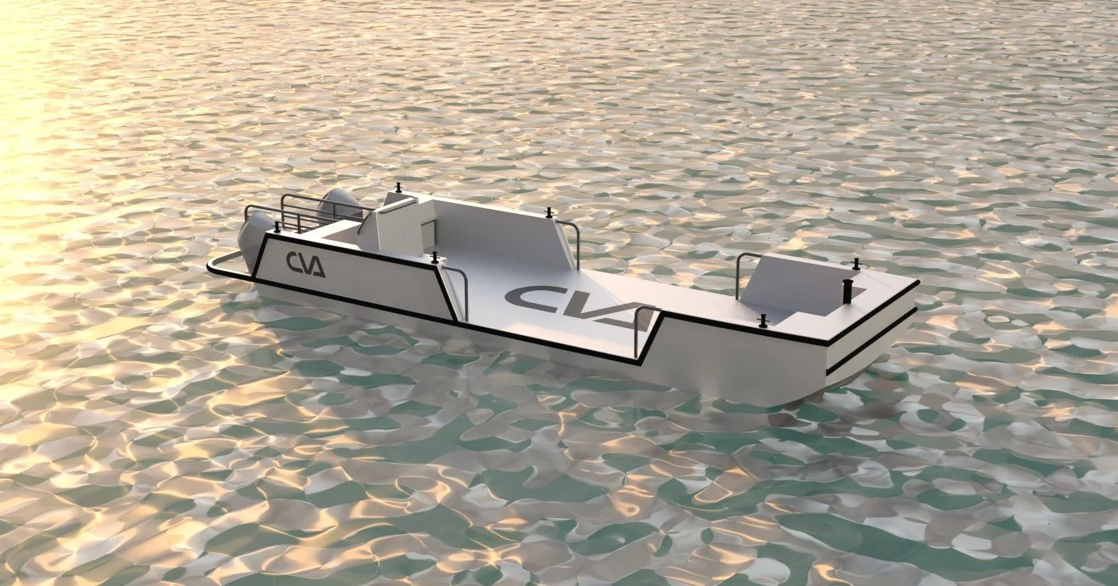 Have a look through the General Utility Craft 1000 (GUC1000)&mdash;the ultimate heavy-duty marine platform.

Engineered for professionals who demand supreme versatility and efficiency on the water, this twin-outboard vessel features:
- An expansive, 