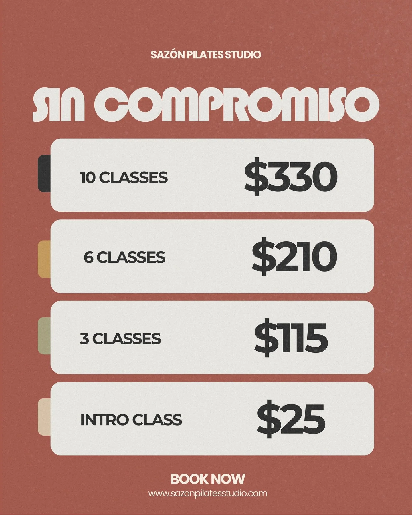 Sin compromiso, solo movimiento ✨🧘🏽&zwj;♀️

At Saz&oacute;n Pilates Studio, it&rsquo;s all about moving at your own pace&mdash;no pressure, no strings attached. Whether you&rsquo;re just getting started or building your routine, there&rsquo;s an op