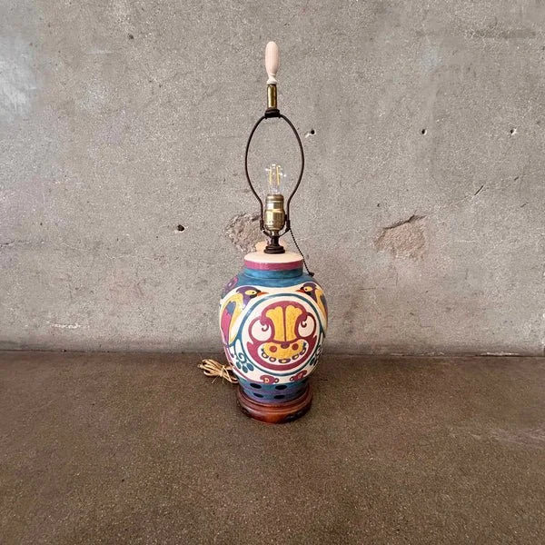 Art Deco Hand Painted "Ginger Jar" Lamp
