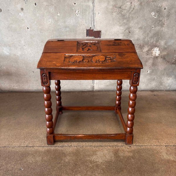 WPA Era Desk - Carved Mahogany - Monterey Style