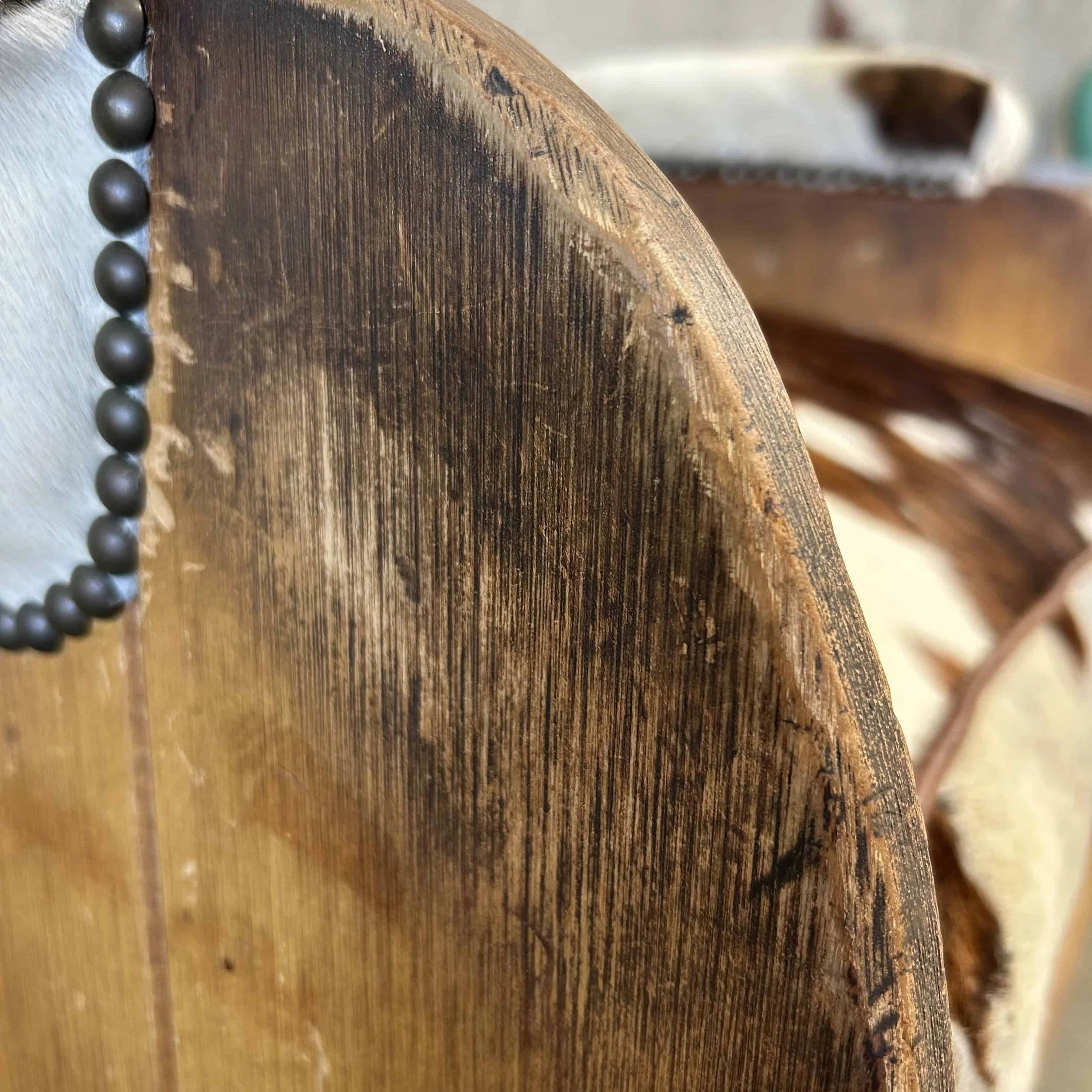 Coronado Furniture 1930's Barrel Chair w:Cowhide Cushions8.jpg