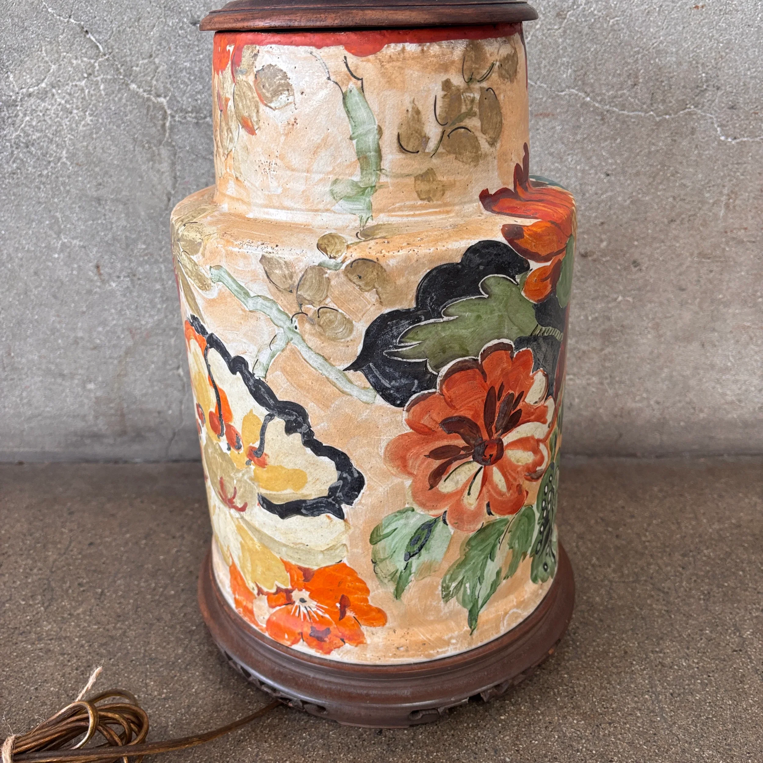1920's Hand Painted Bauer Era Lamp 2.webp