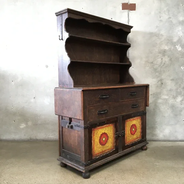 Large Old Wood Sunburst Monterey Furniture Hutch 1.webp