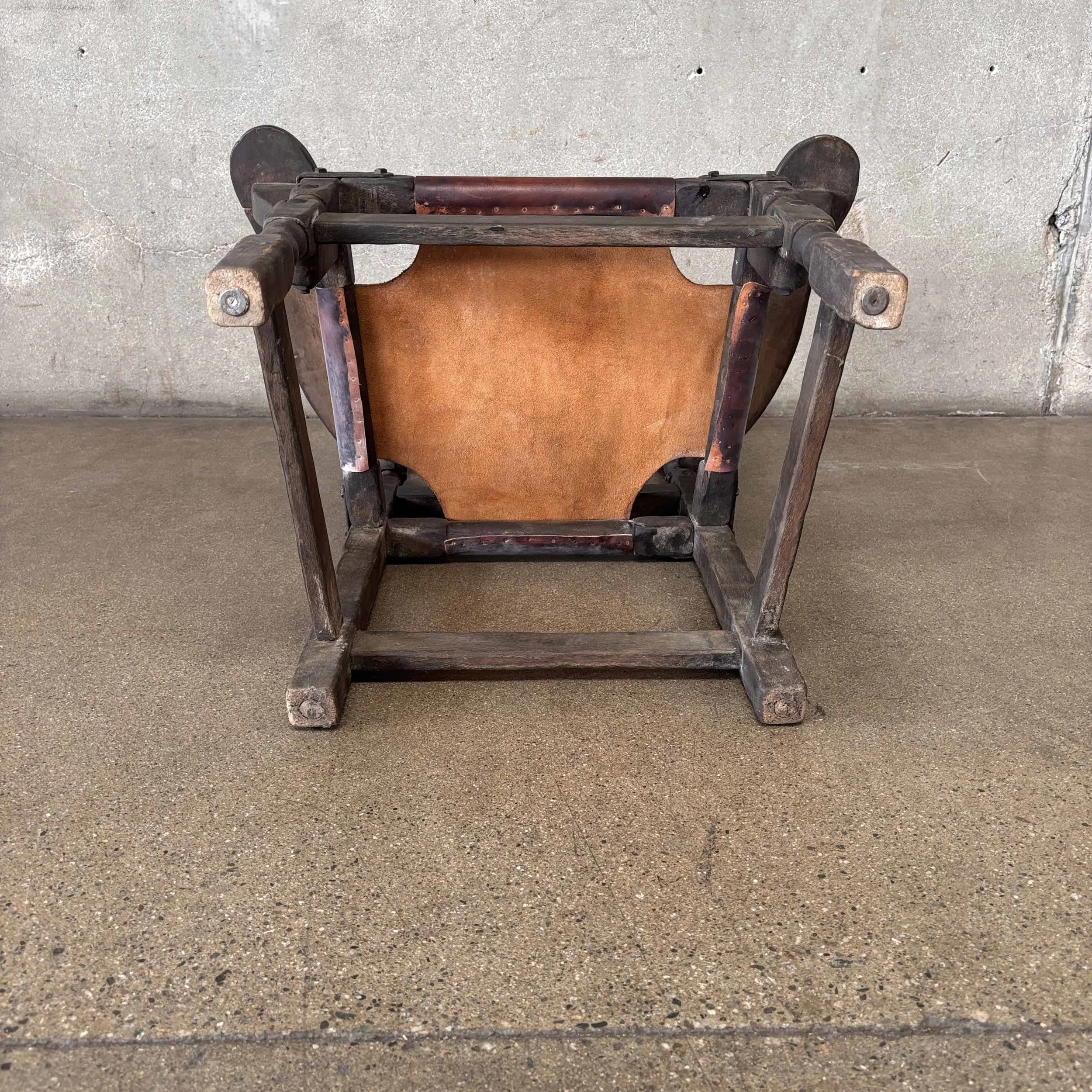 Monterey Furniture Early Old Wood Iron & Leather Chair 5.jpg