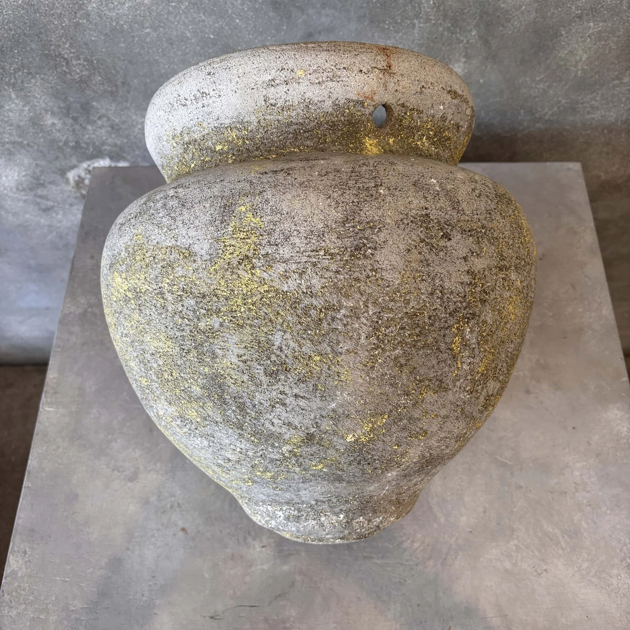 Hillside Pottery Concrete Planter Hanging Pot In Iron Stand 5.jpg