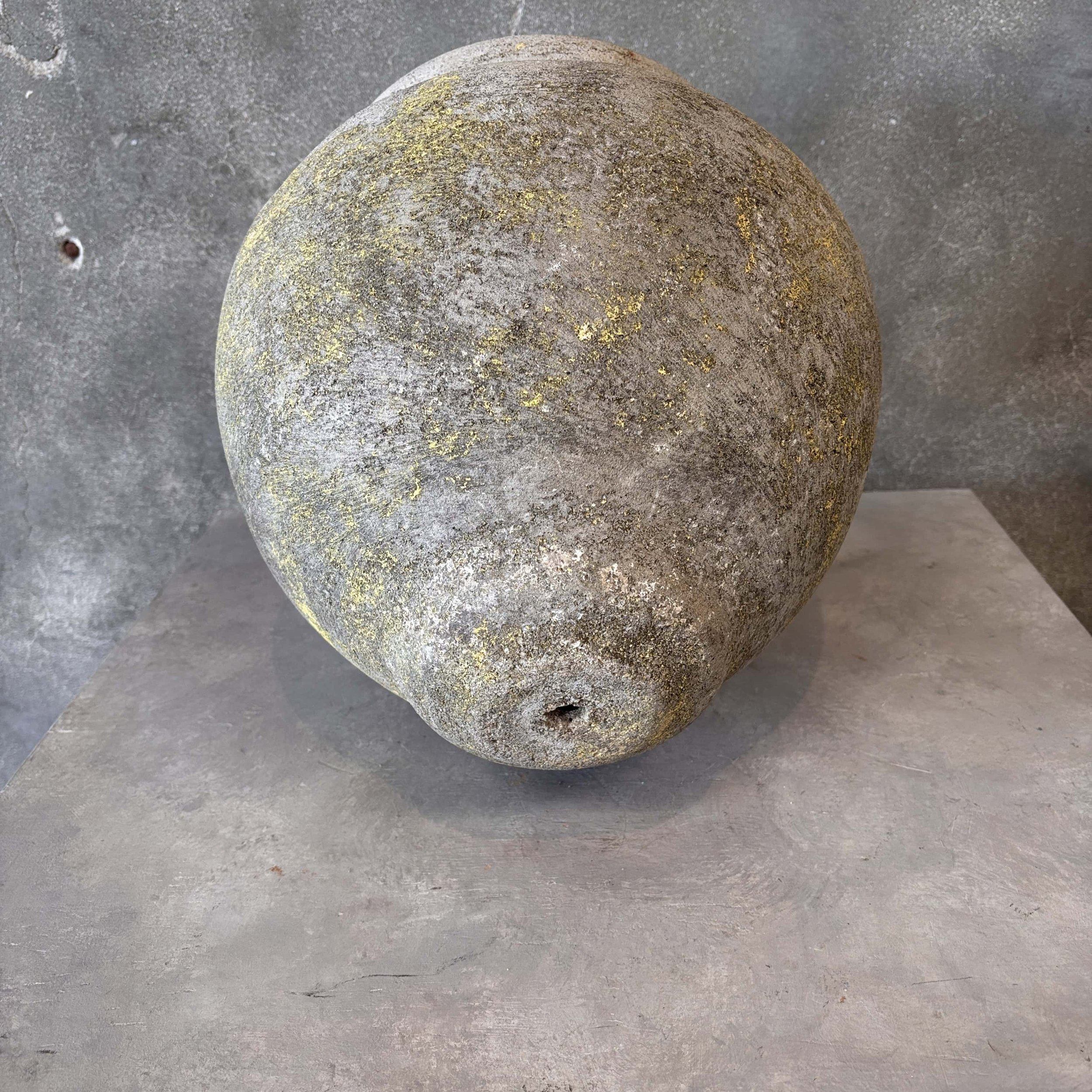 Hillside Pottery Concrete Planter Hanging Pot In Iron Stand 6.jpg