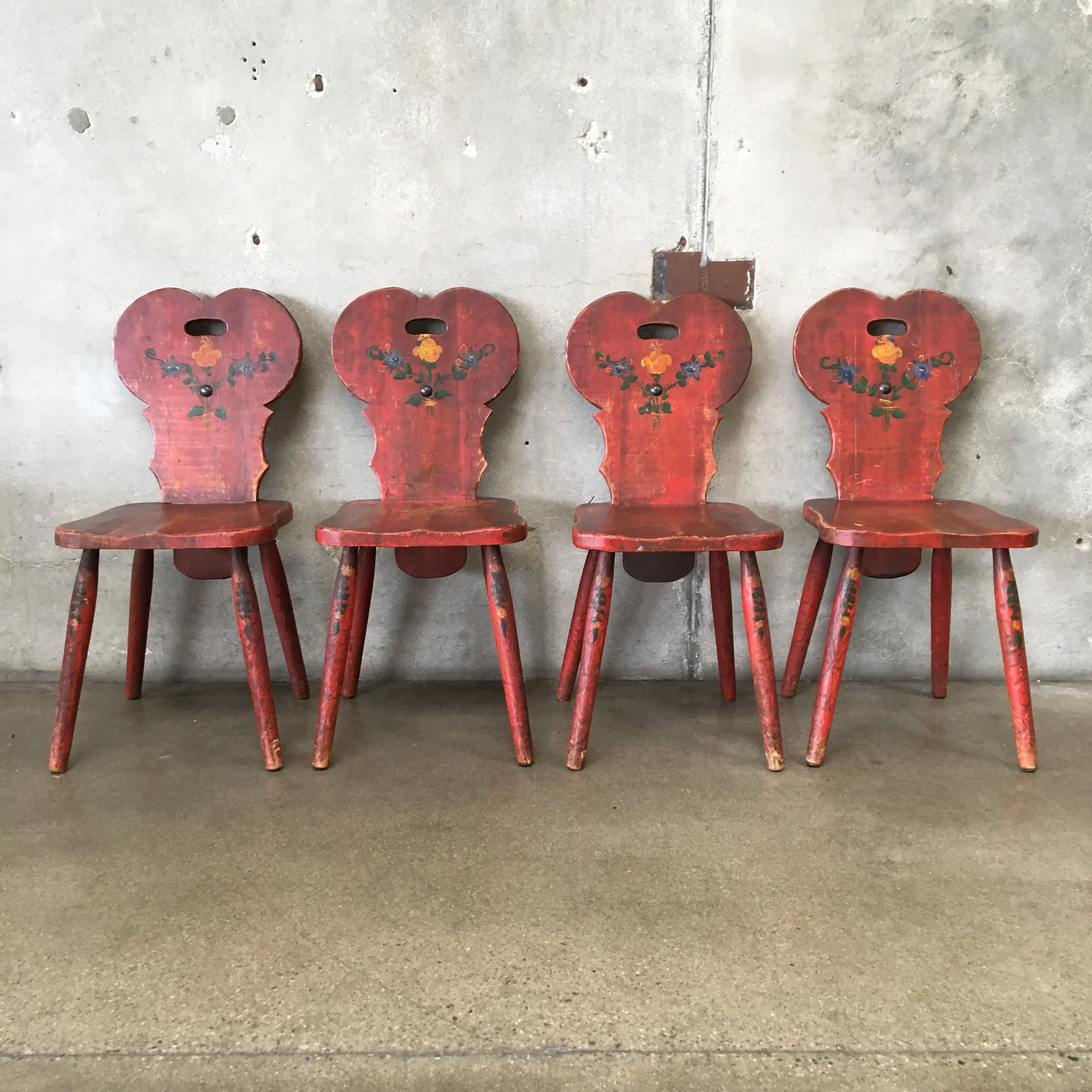 Set of Four Red Wine Cellar Monterey Furniture Chairs