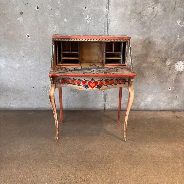 Peter Hunt Folk Art 1940's Hand Painted Desk/Secretary