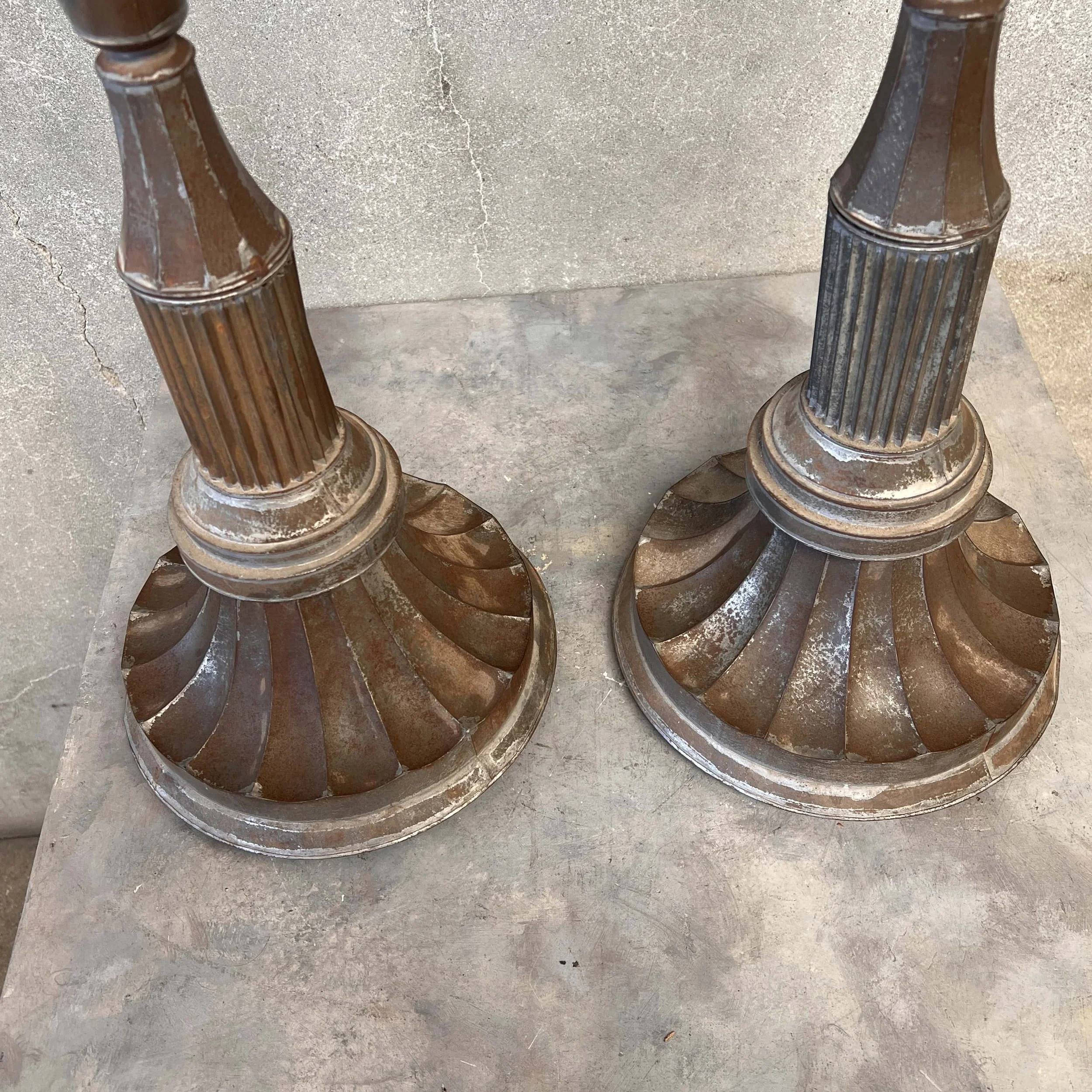 Pair of Old Mexico Silvered Tin Candle Sticks6.jpg