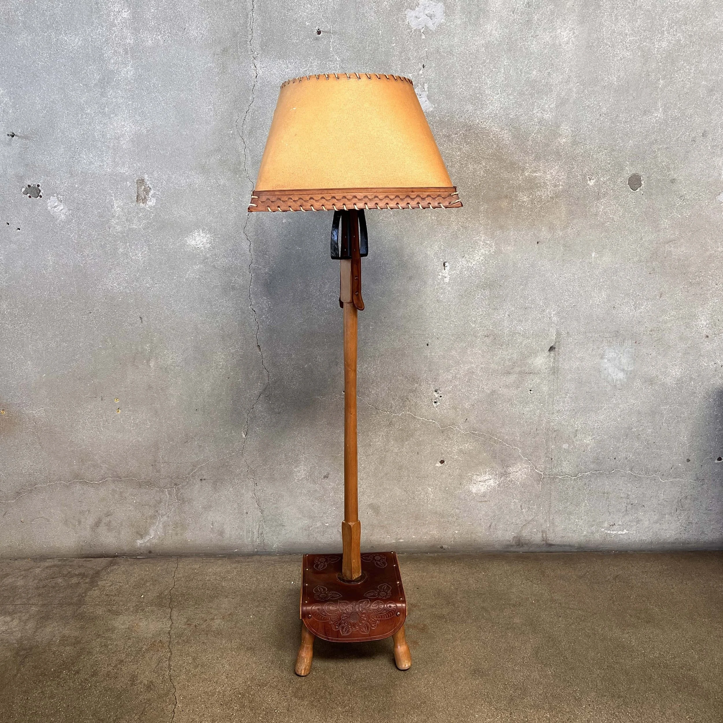 Monterey Furniture Floor Lamp - Tooled Leather Detail1.jpg