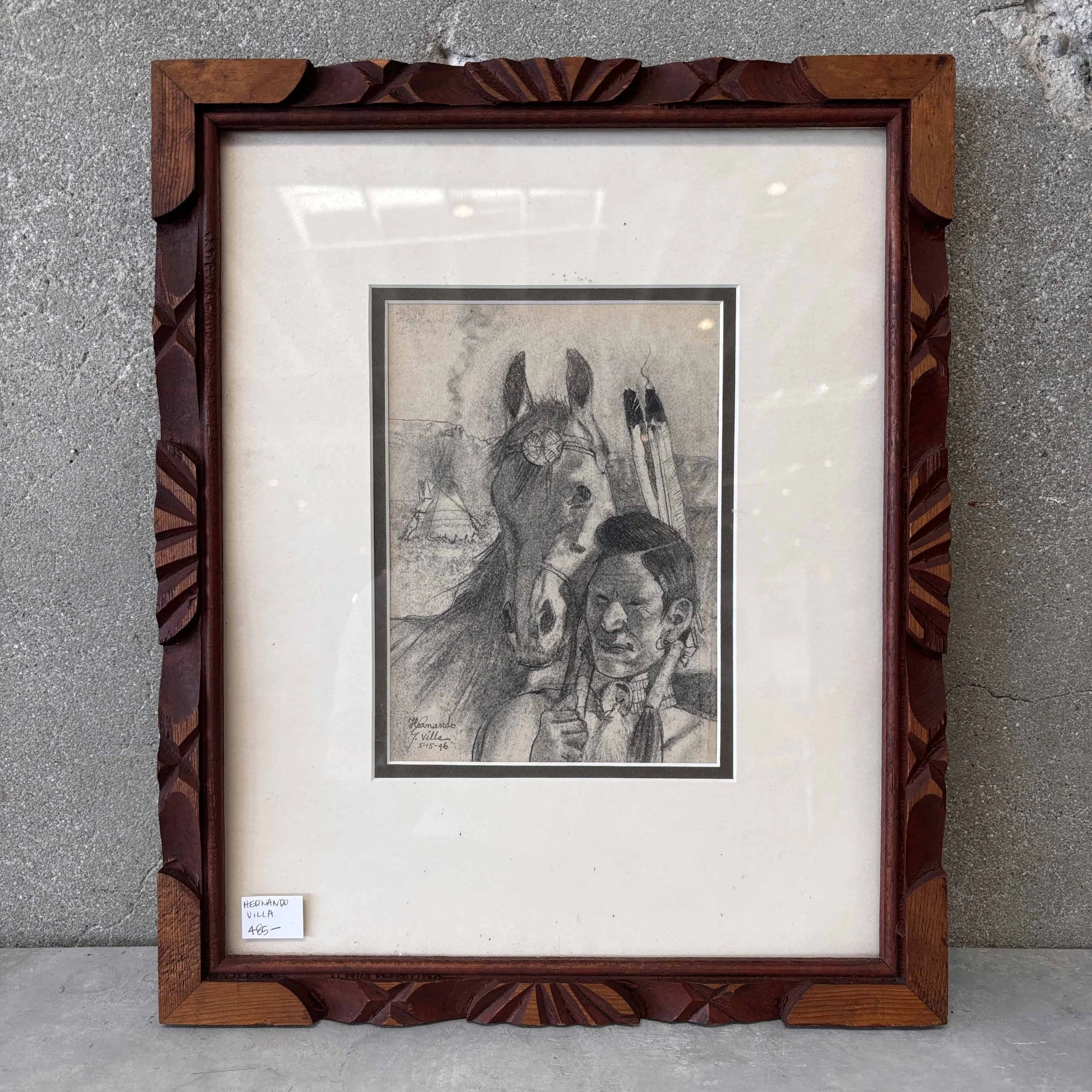 Hernando Villa Drawing Chief & Horse