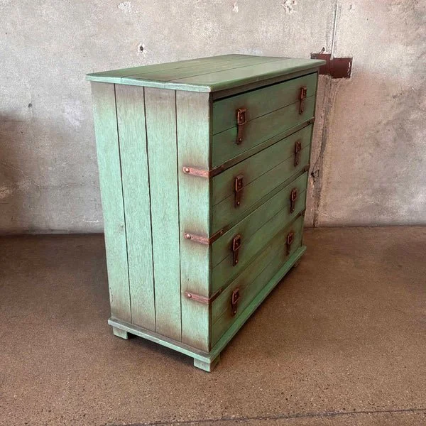 1930s Imperial Monterey-Era Tall Dresser - Mahogany With Original Green Finish