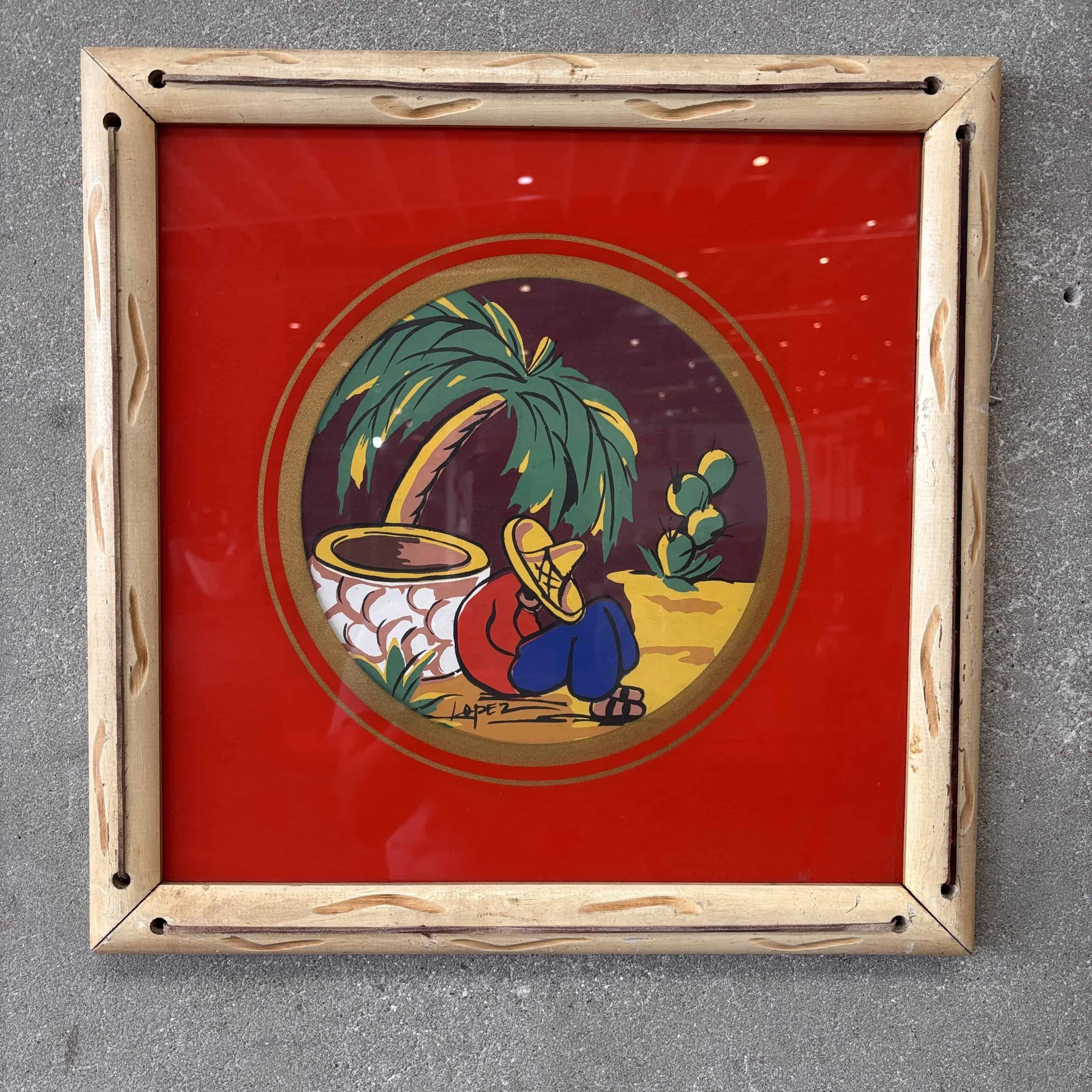 Monterey Style Mexicana Large Painting By Lopez