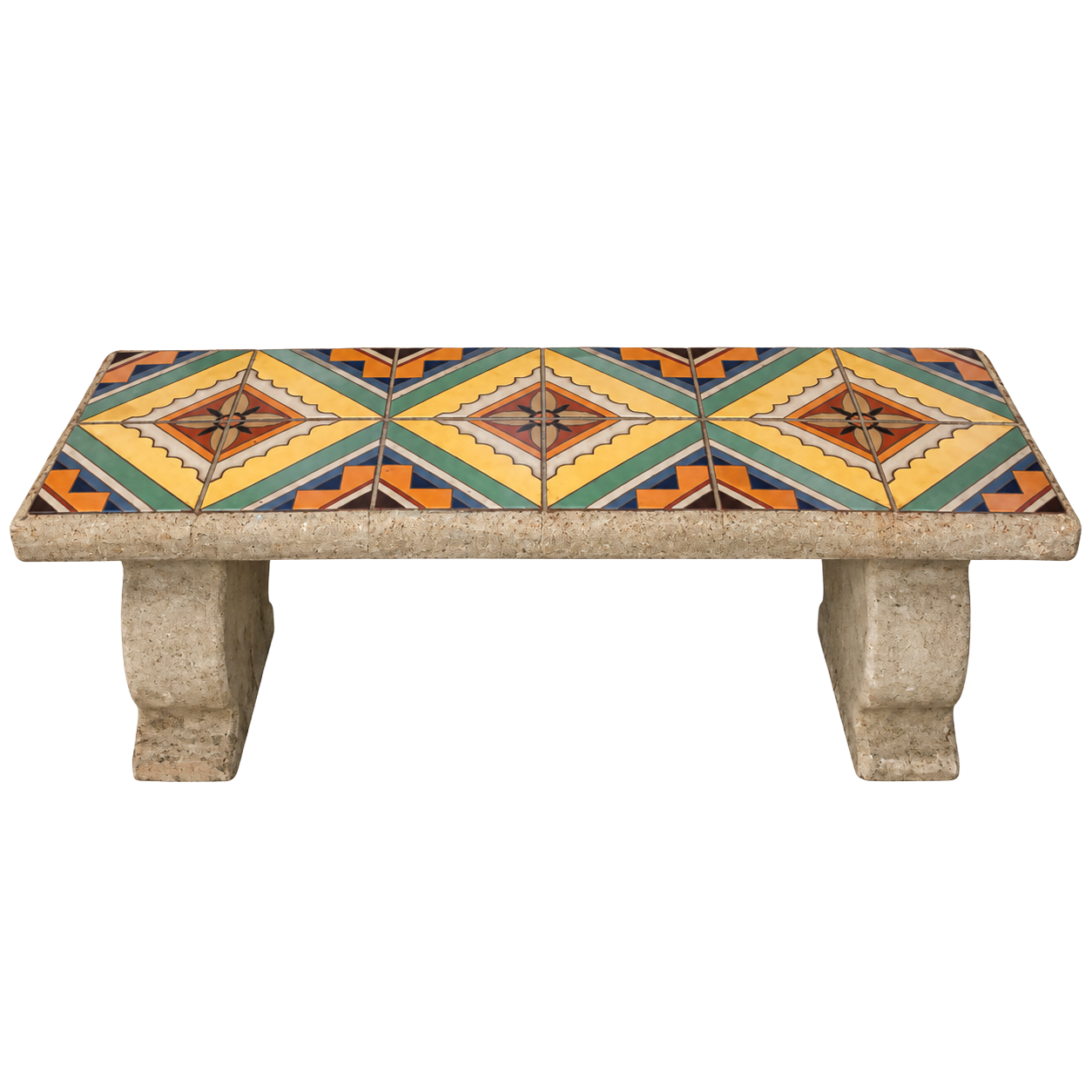 Historic Union Station Concrete and tile bench, Hillside Pottery