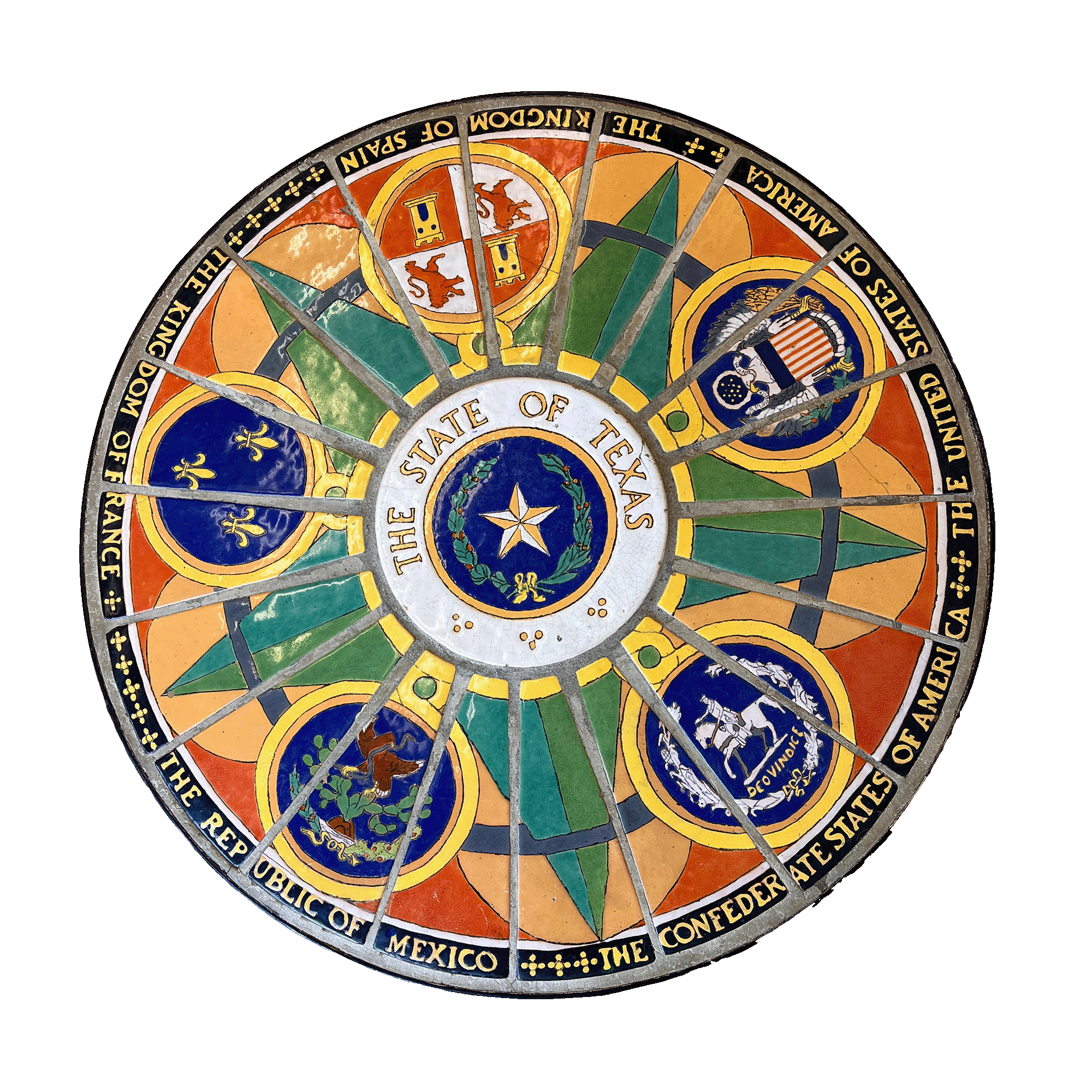 San Jose Potteries 6-Flag Texas Centennial Tile Table