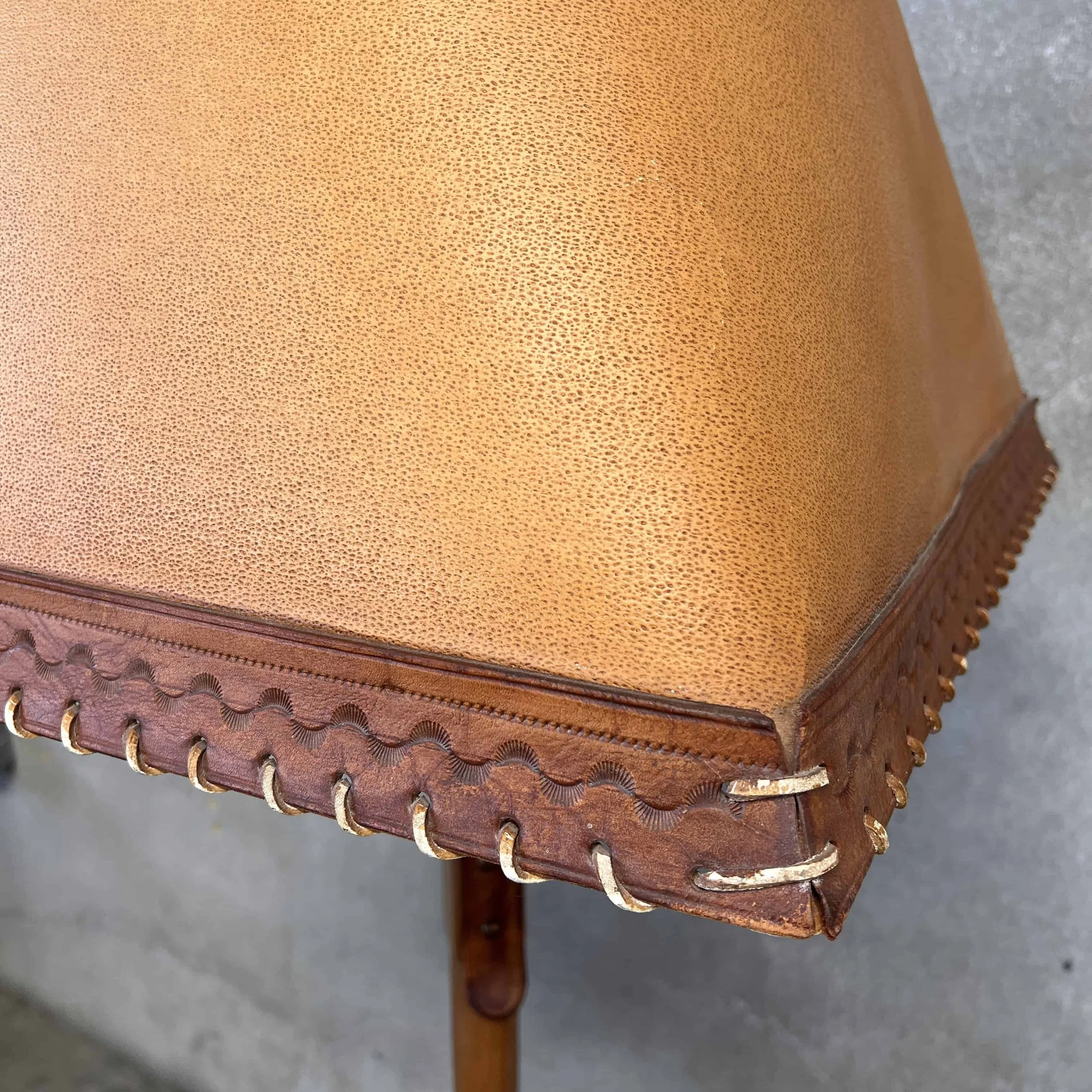 Monterey Furniture Floor Lamp - Tooled Leather Detail4.jpg