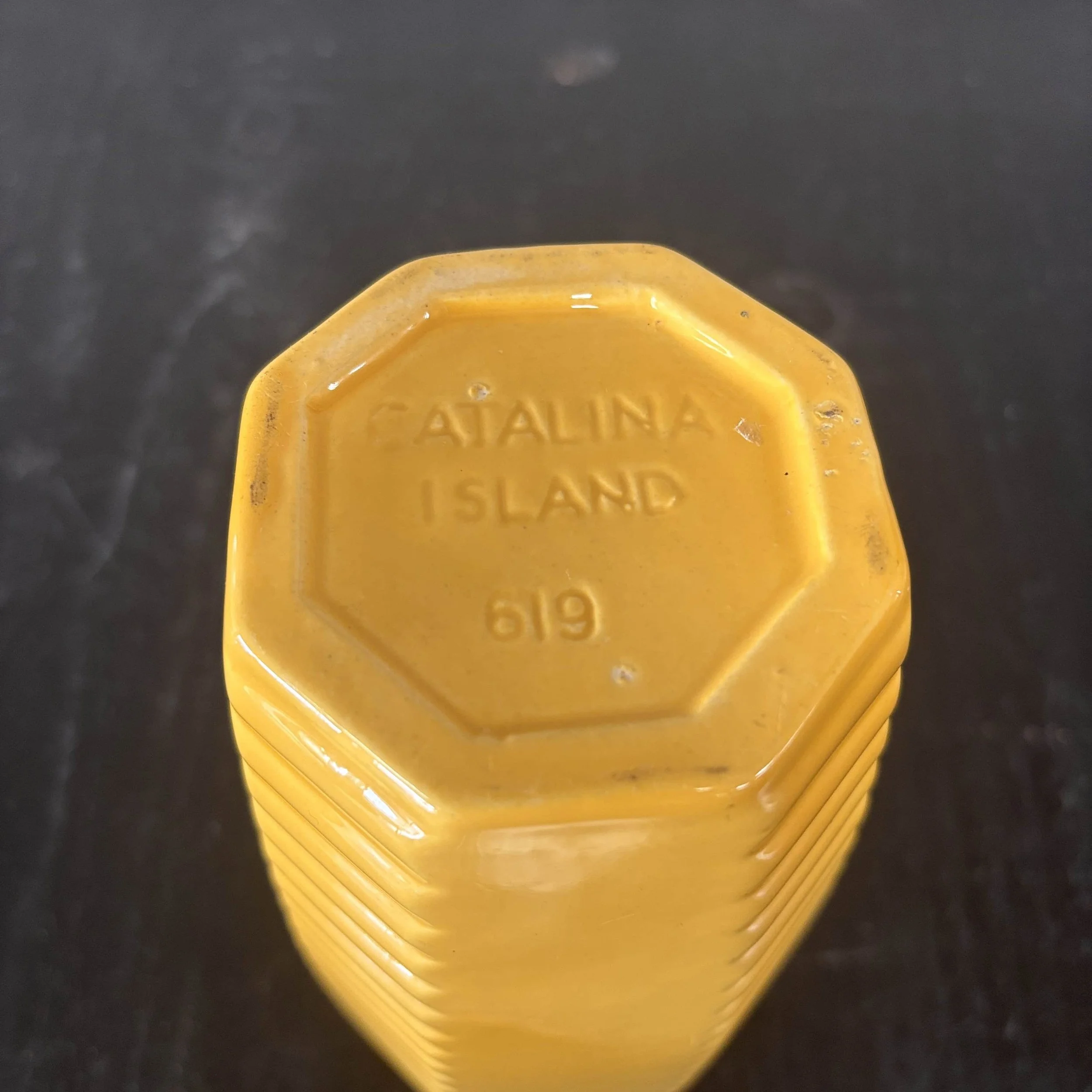 Catalina Island Yellow Ribbed Deco Vase 3.jpg