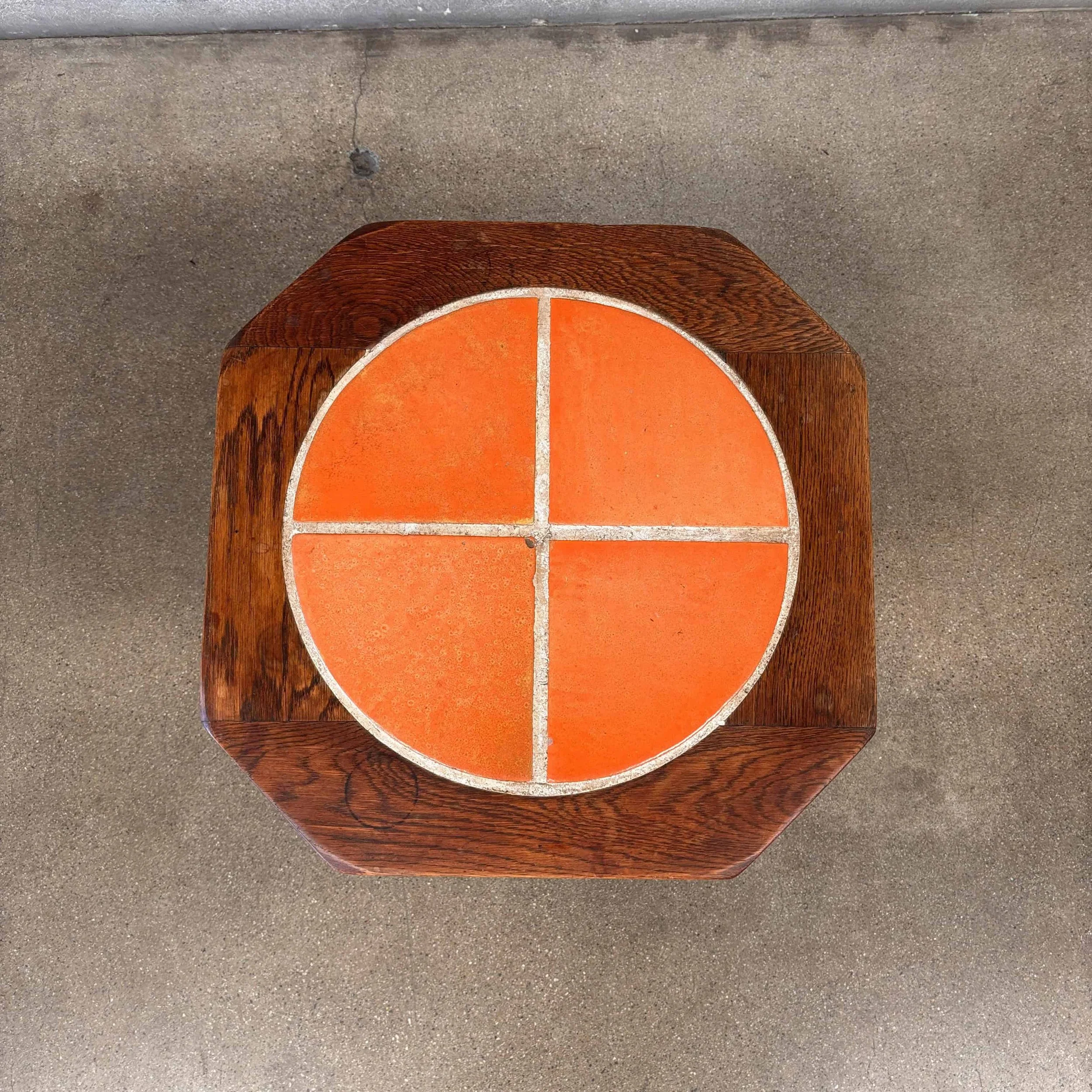 D + M 1930s California Orange Tile Table