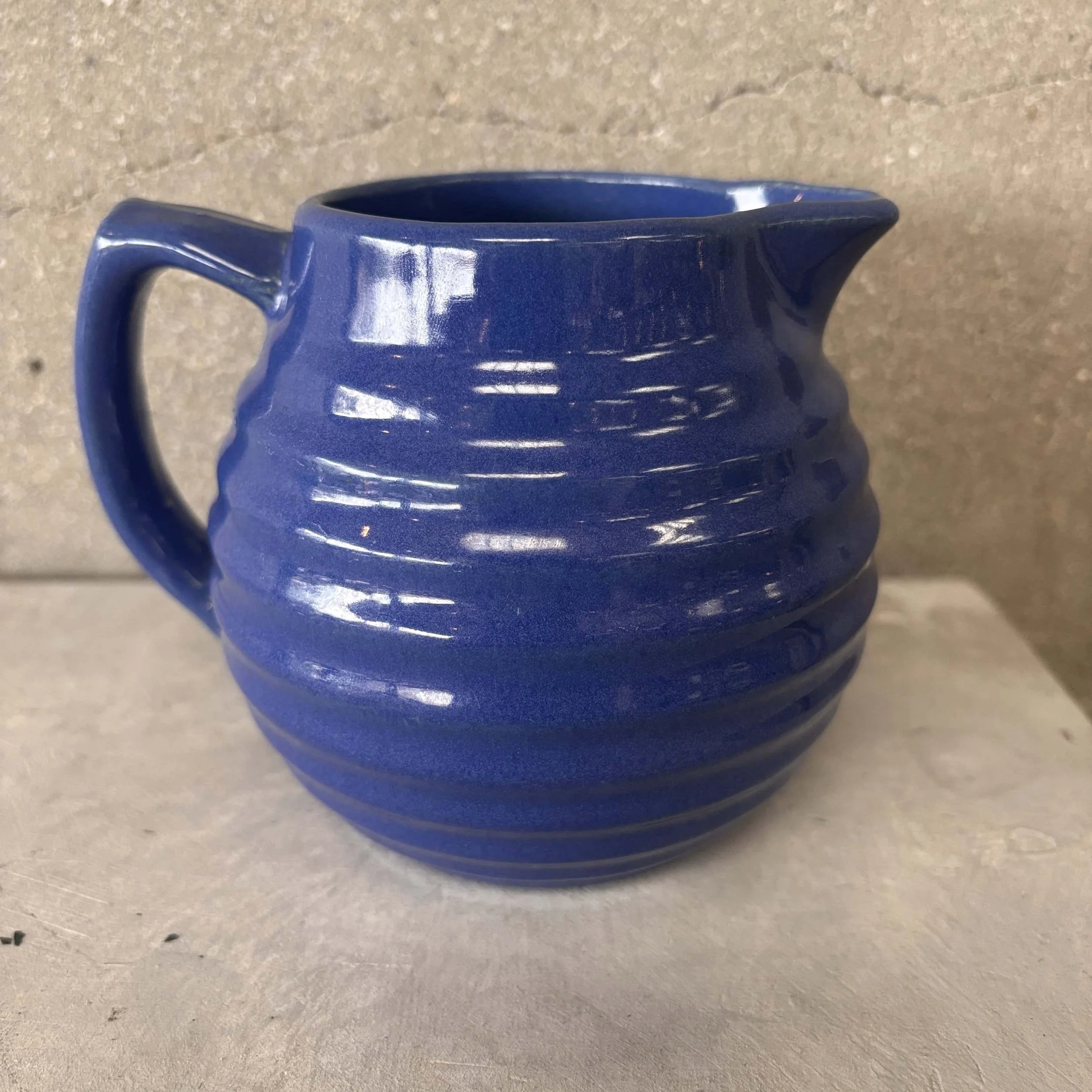 Blue Bauer Ringware Pitcher