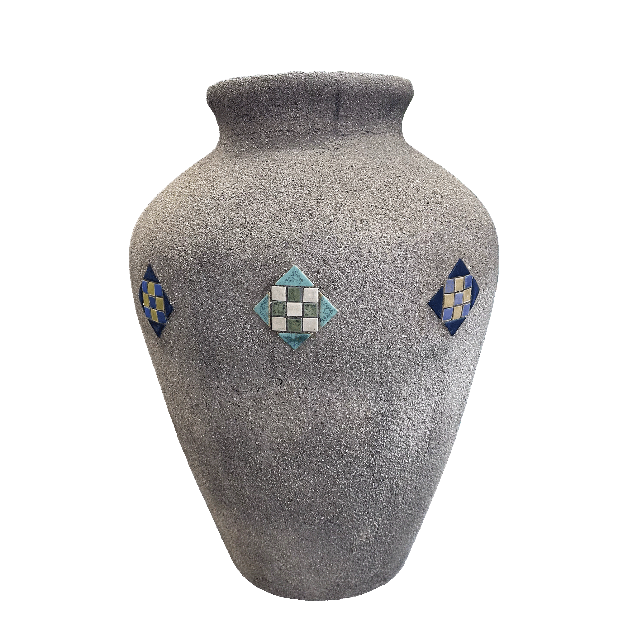 Hillside Pottery Cement Vase With Tile Inserts