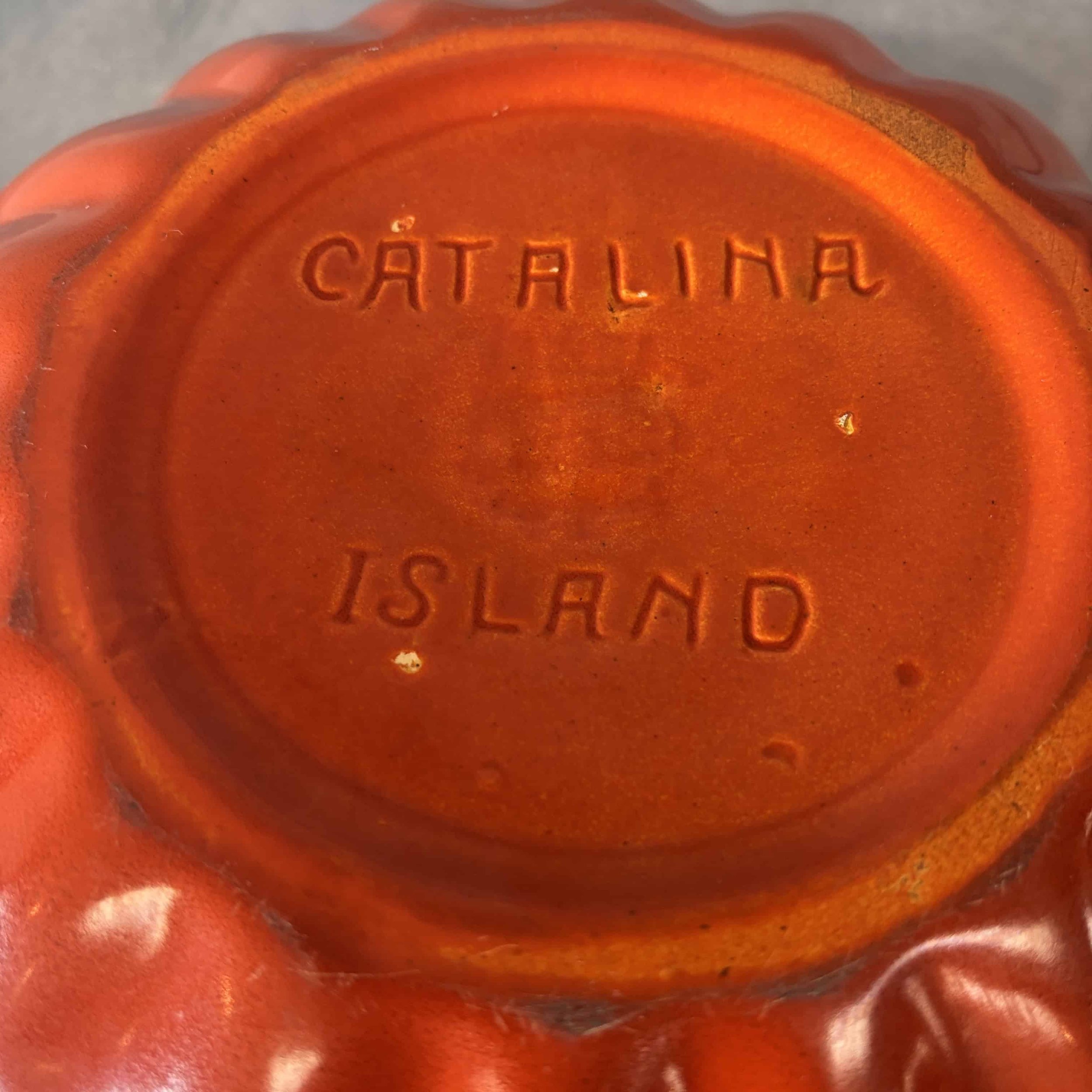 Catalina Island Pottery Large Toyon Red Scallop Bowl 3.jpg