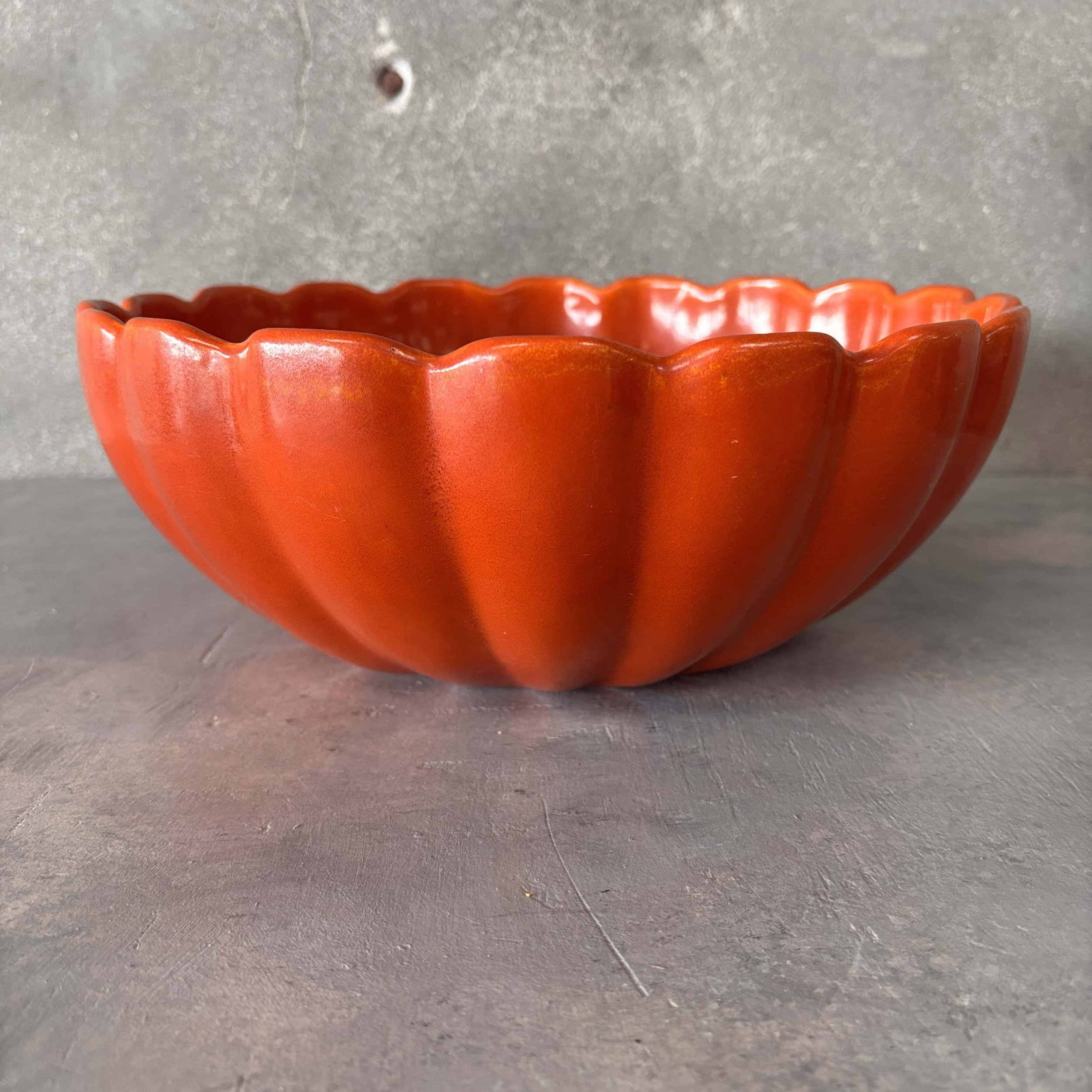 Catalina Island Pottery Large Toyon Red Scallop Bowl