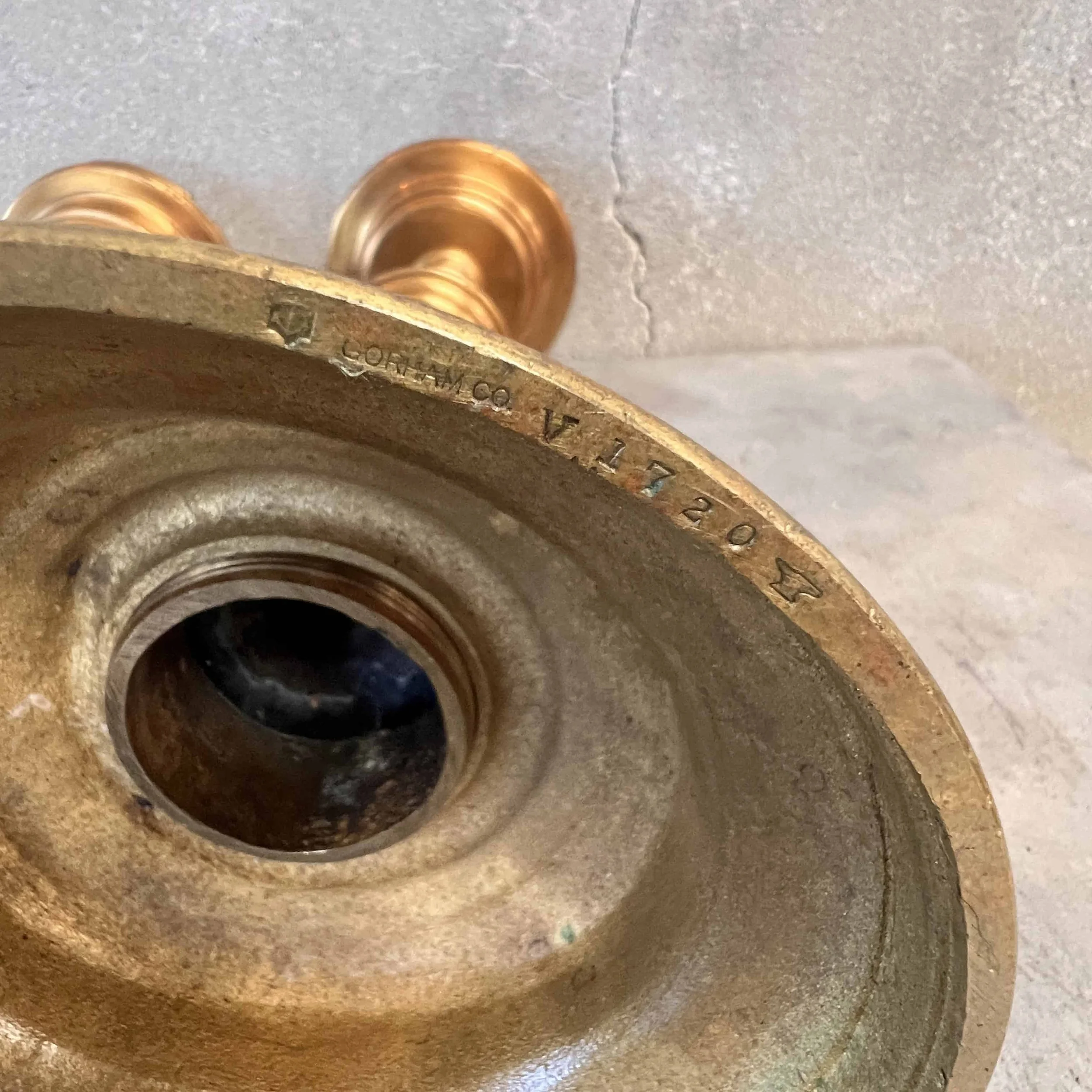 Pair of Large Gorham Brass Candlesticks6.jpg