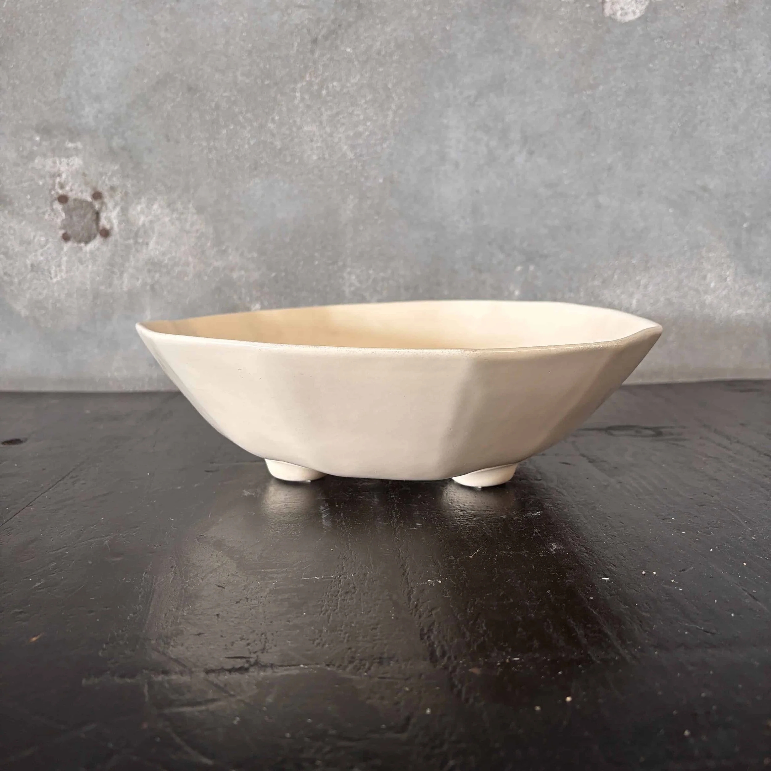 Catalina Island Footed Bowl - Pearly White Glaze