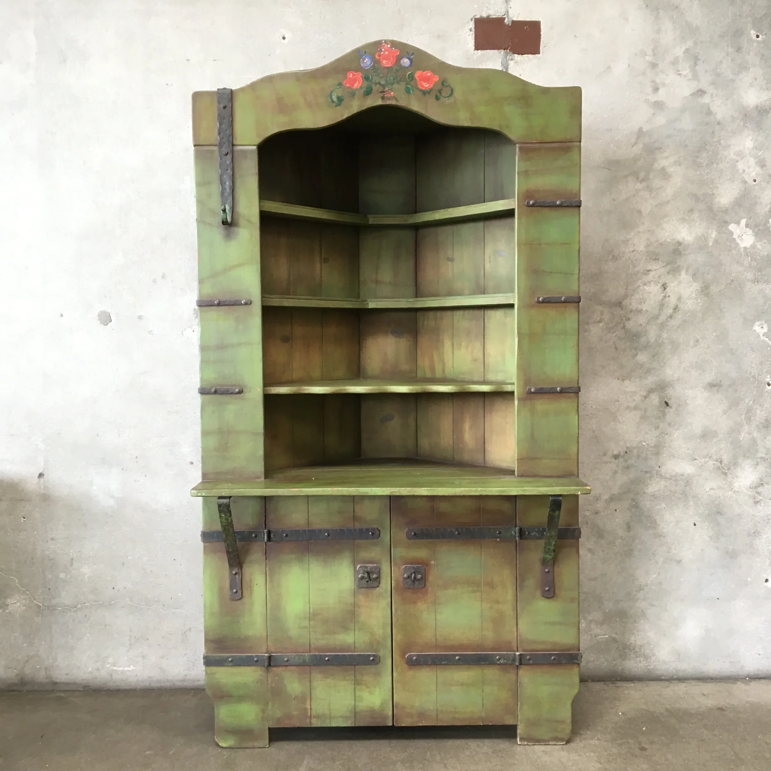 1930's Monterey Furniture Green Corner Cabinet