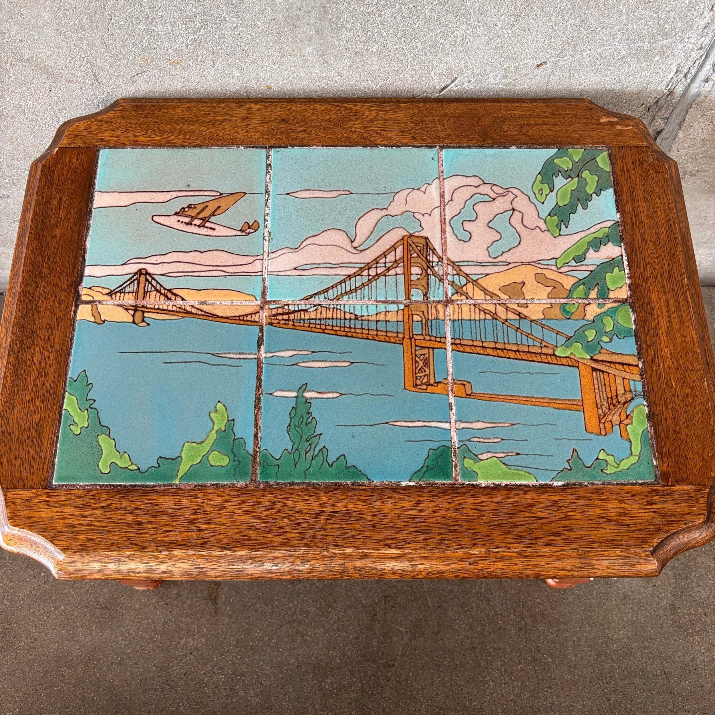 1930's Taylor Tile Scenic Table - Golden Gate Bridge
