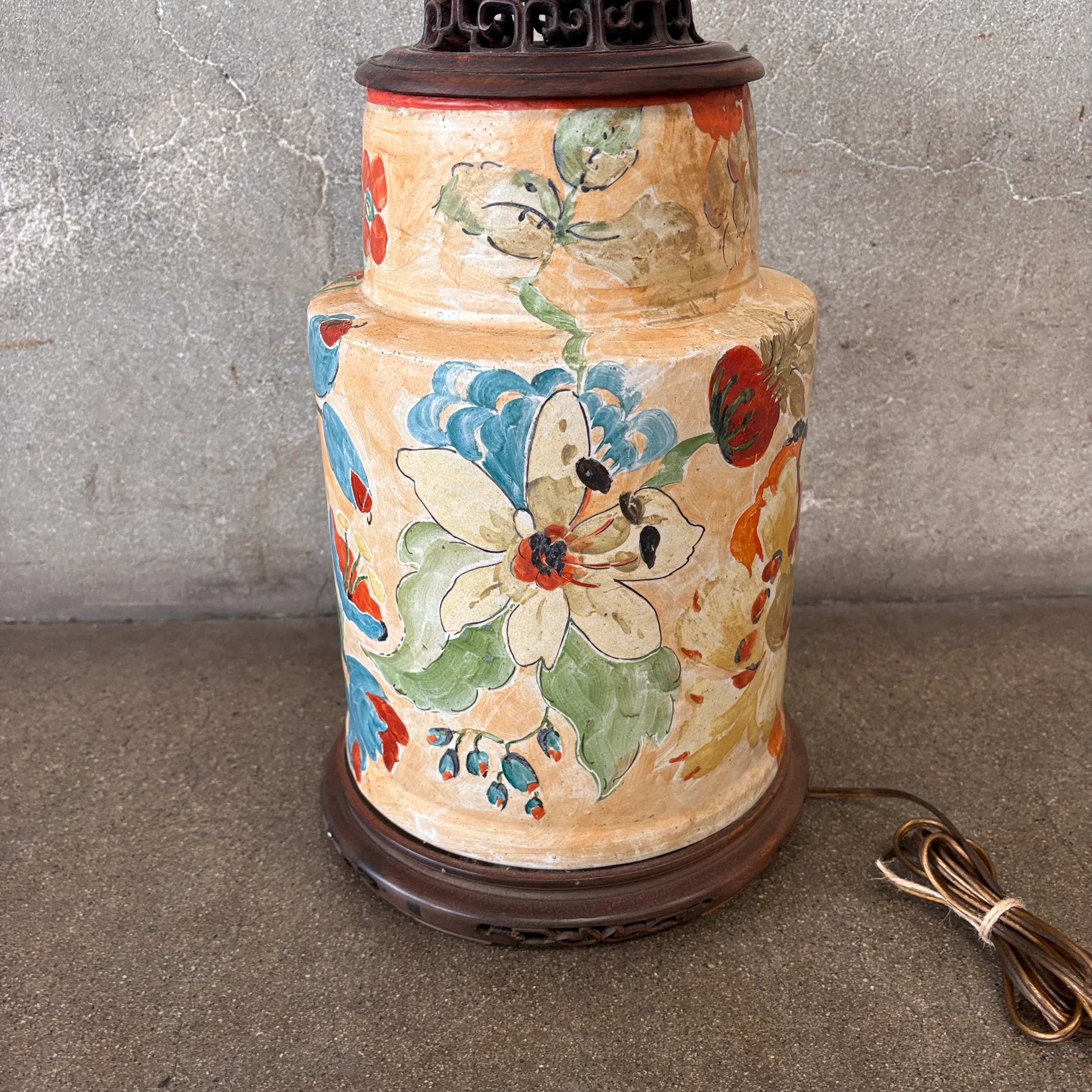 1920's Hand Painted Bauer Era Lamp 3.webp
