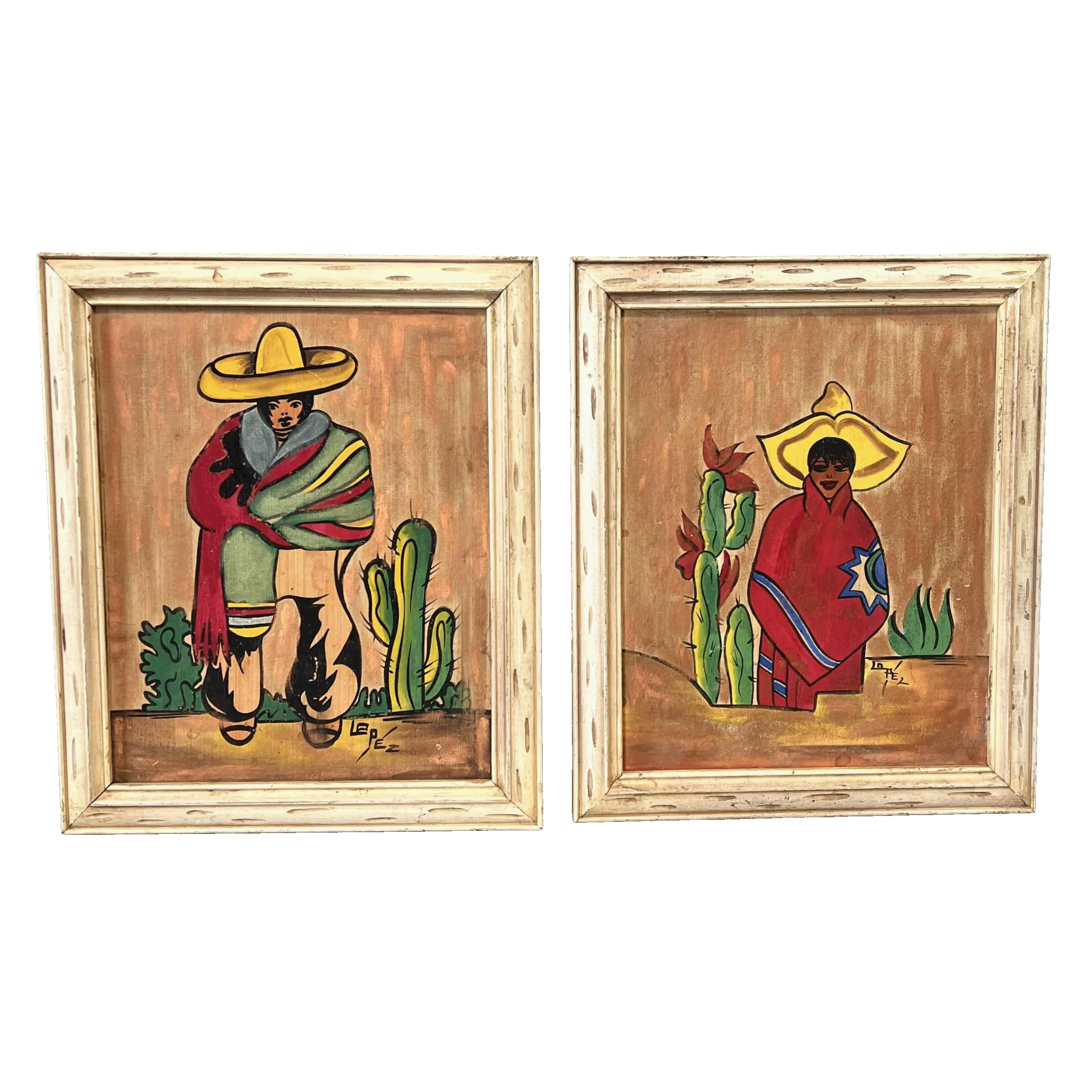 Pair of Monterey Style Paintings by F. Lopez