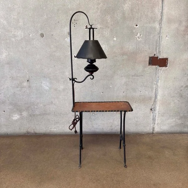 Monterey Furniture Early Wrought Iron Table w/ Lamp