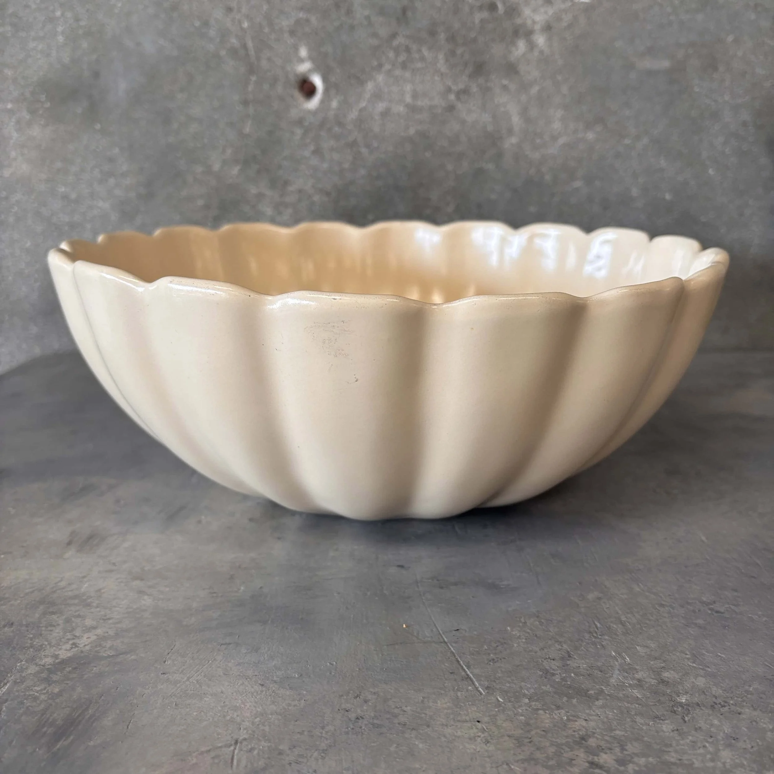 Catalina Island Pottery Large Pearly White Scallop Bowl