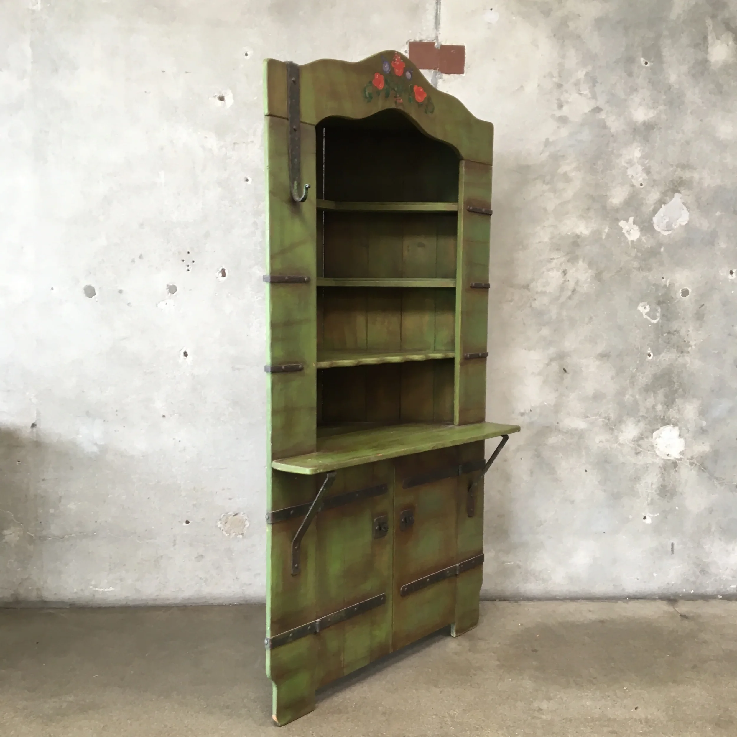 1930's Monterey Furniture Green Corner Cabinet 2.webp