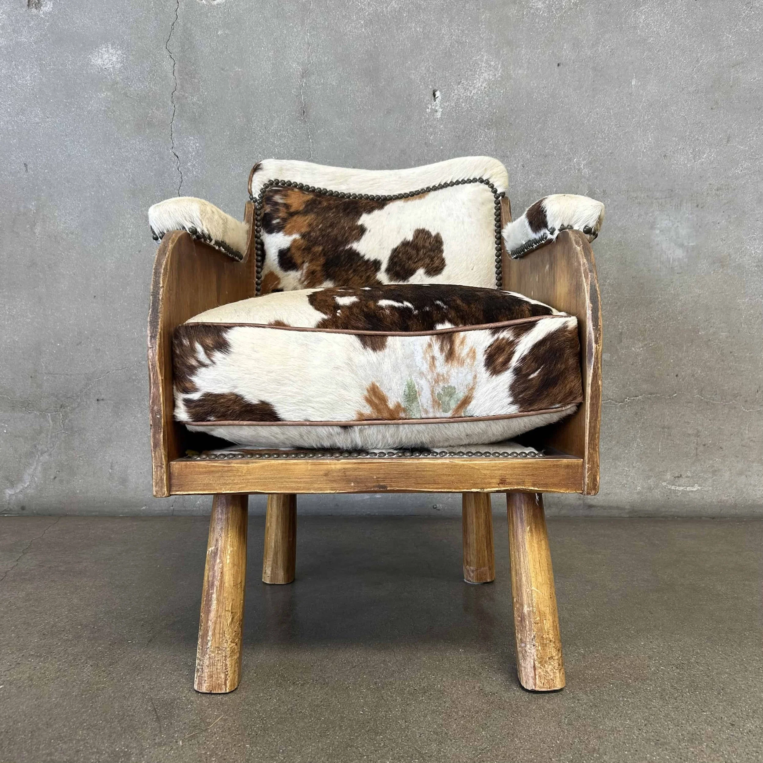 Coronado Furniture 1930's Barrel Chair w:Cowhide Cushions5.jpg