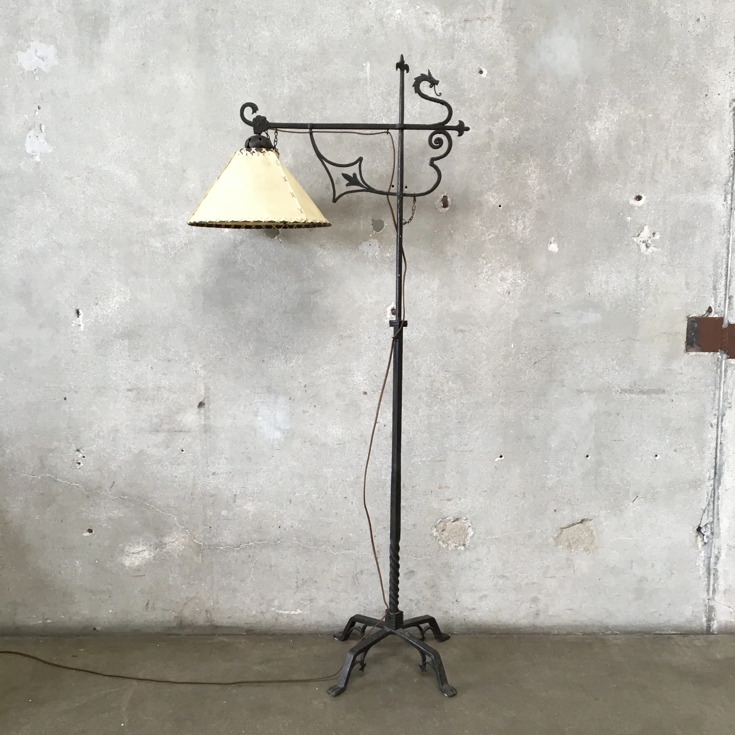Monterey Style Forged Iron Dragon Lamp