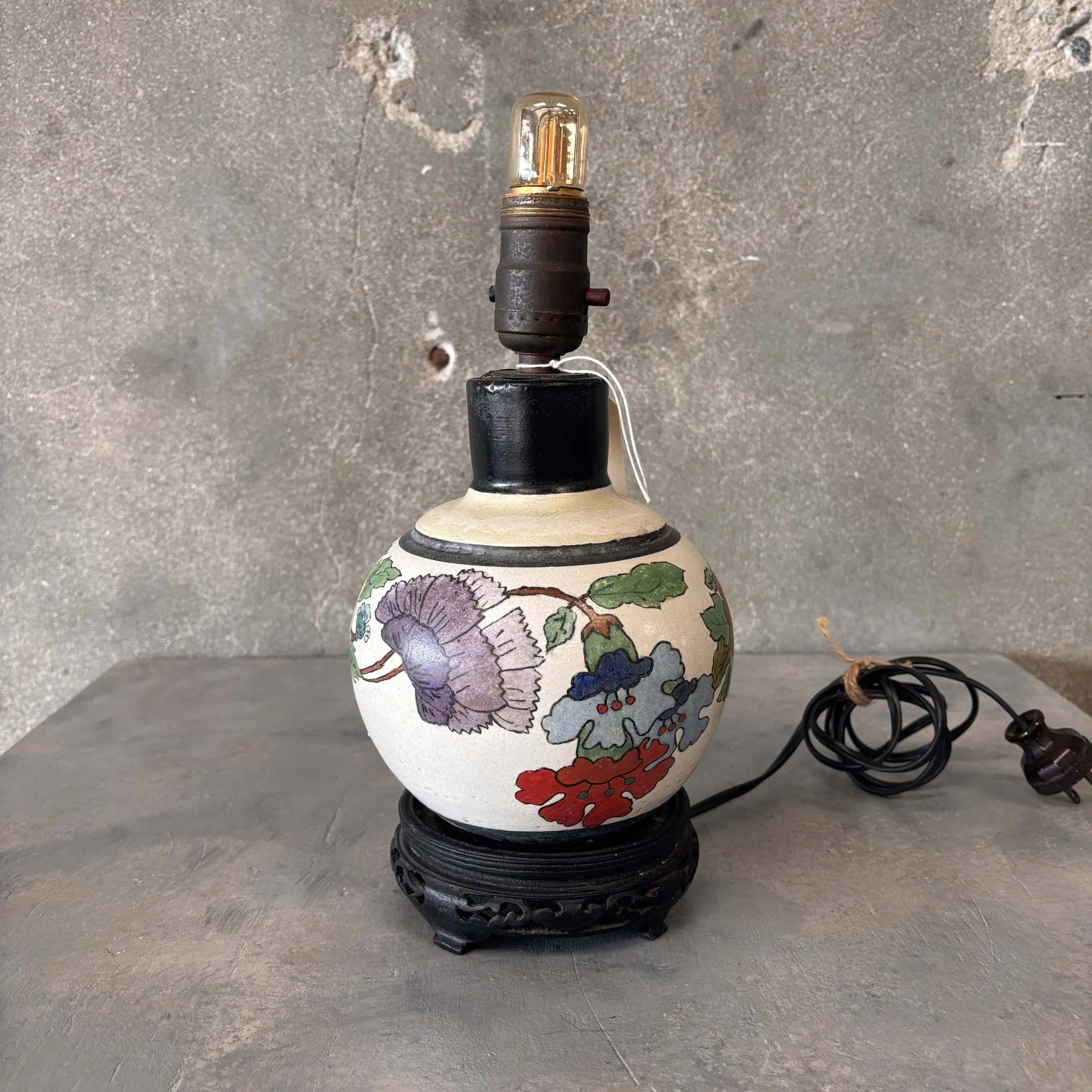 Bauer Pottery Artist Painted Lamp