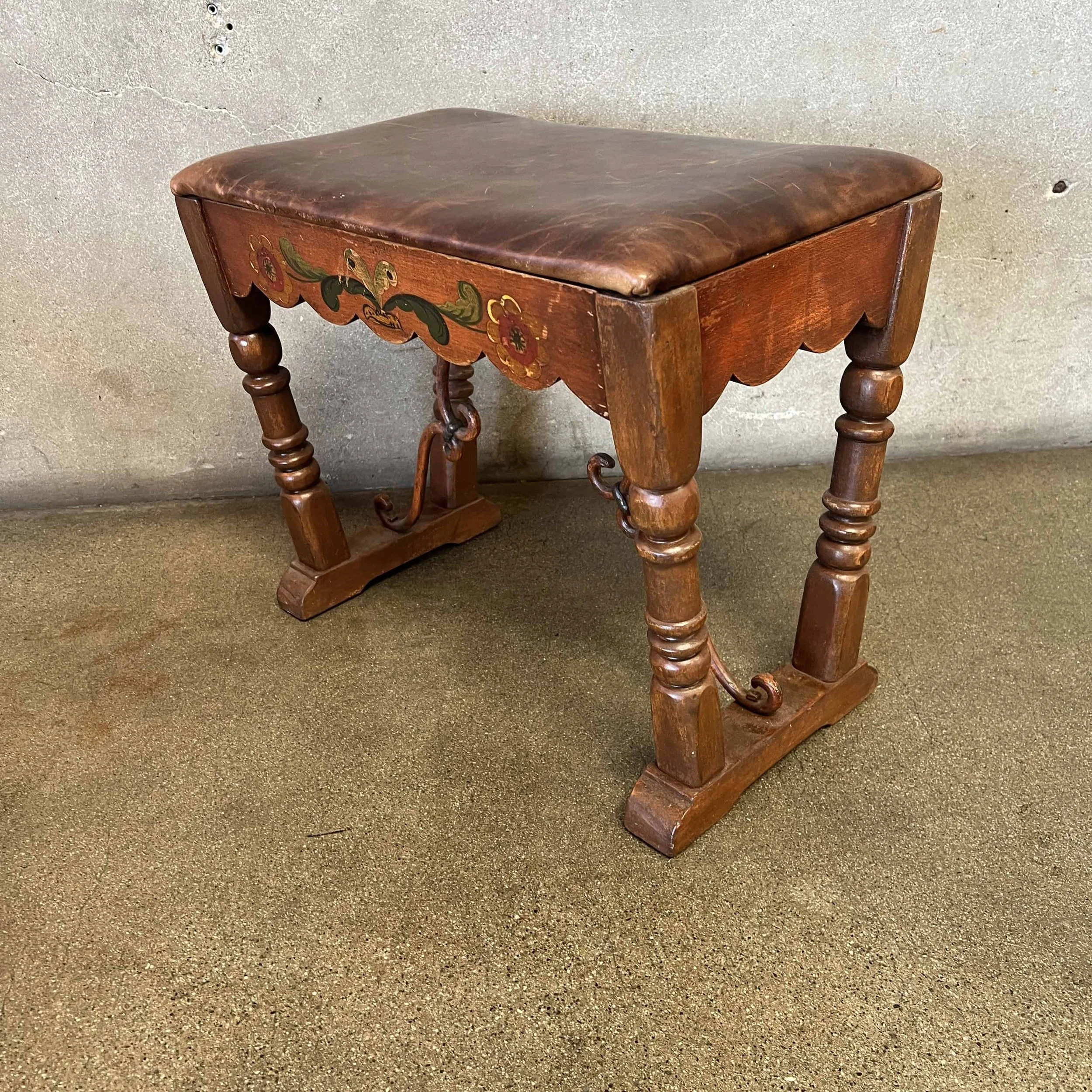 Monterey Furniture 1930's Bench Leather Top1.jpg
