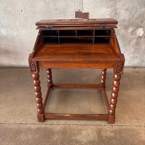 WPA Era Desk - Carved Mahogany - Monterey Style 4.jpg