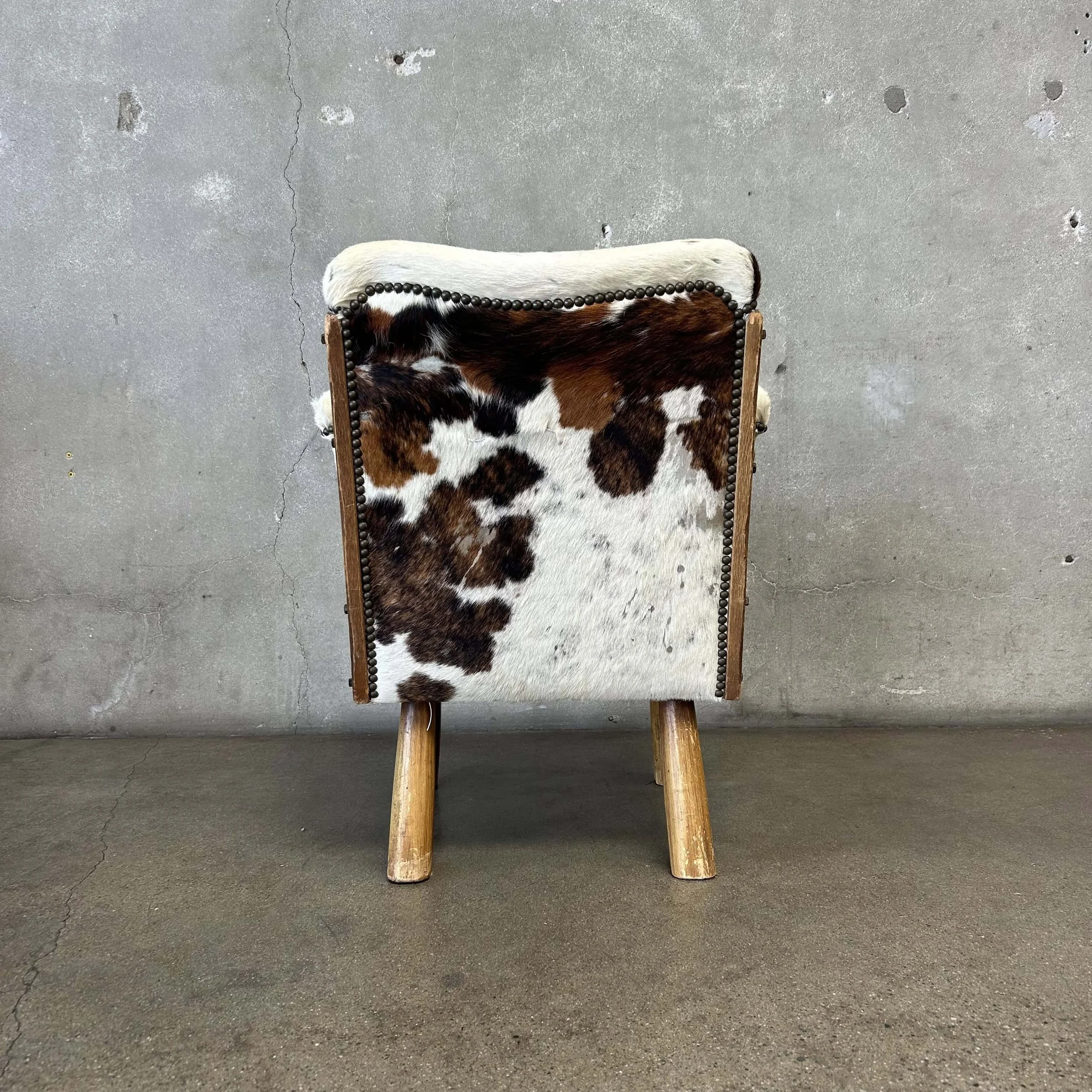 Coronado Furniture 1930's Barrel Chair w:Cowhide Cushions3.jpg