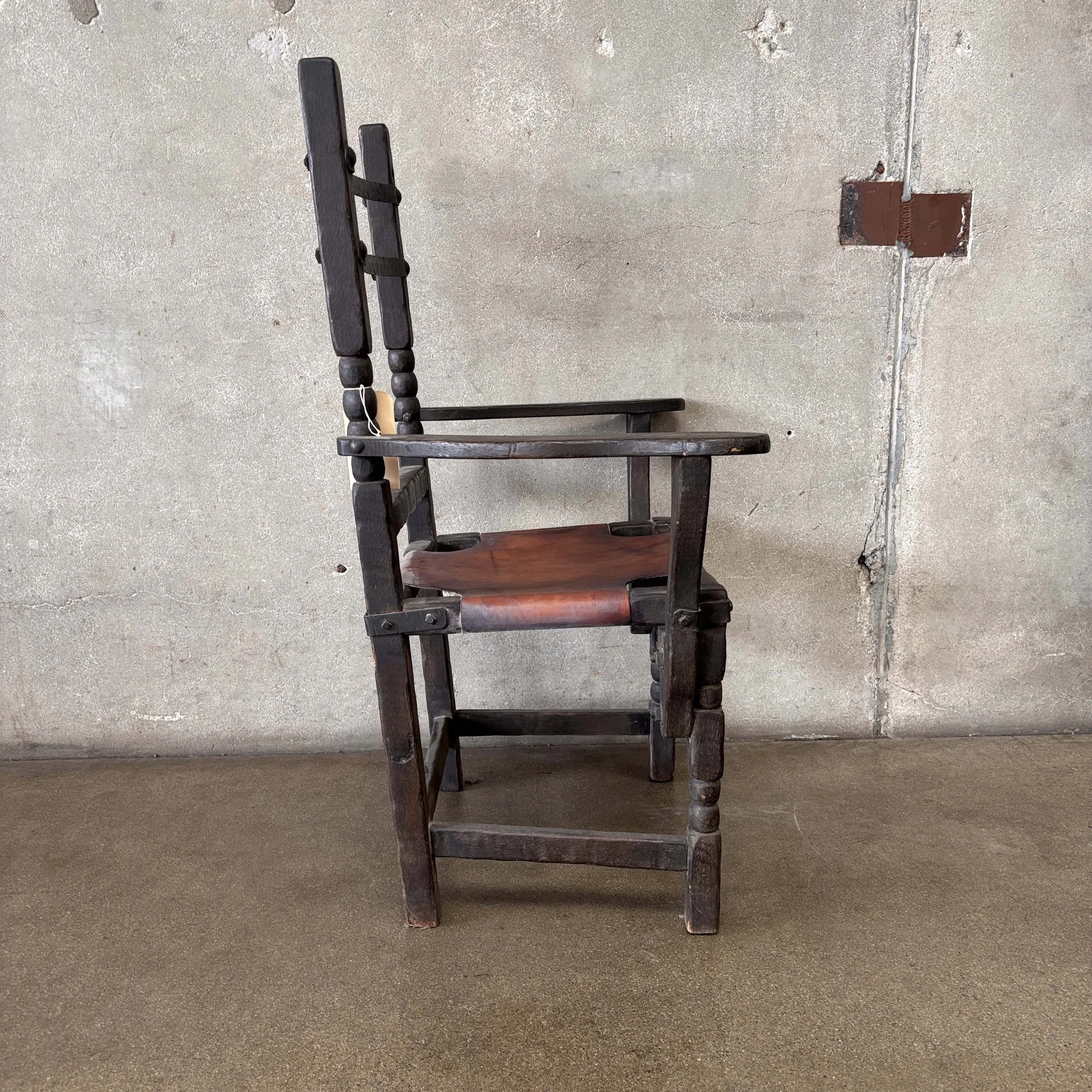 Monterey Furniture Early Old Wood Iron & Leather Chair 2.jpg