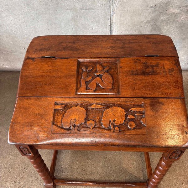 WPA Era Desk - Carved Mahogany - Monterey Style 1.jpg