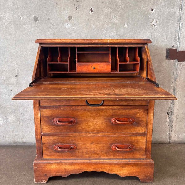 Monterey Furniture 1930s Secretary Desk With Excellent Floral Details 2.jpg
