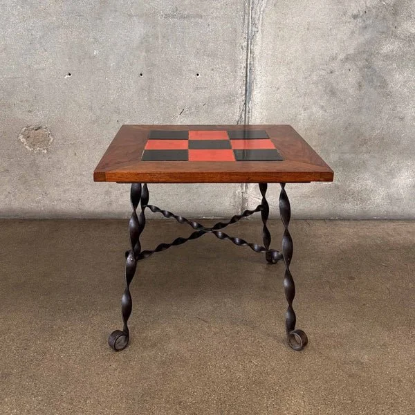 California Tile Table Iron & Wood Base